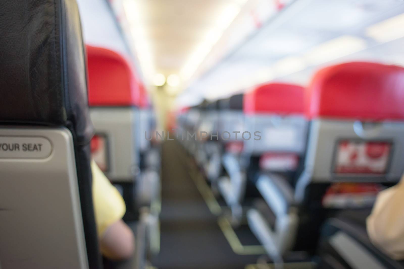 defocus  interior of the passenger airplane