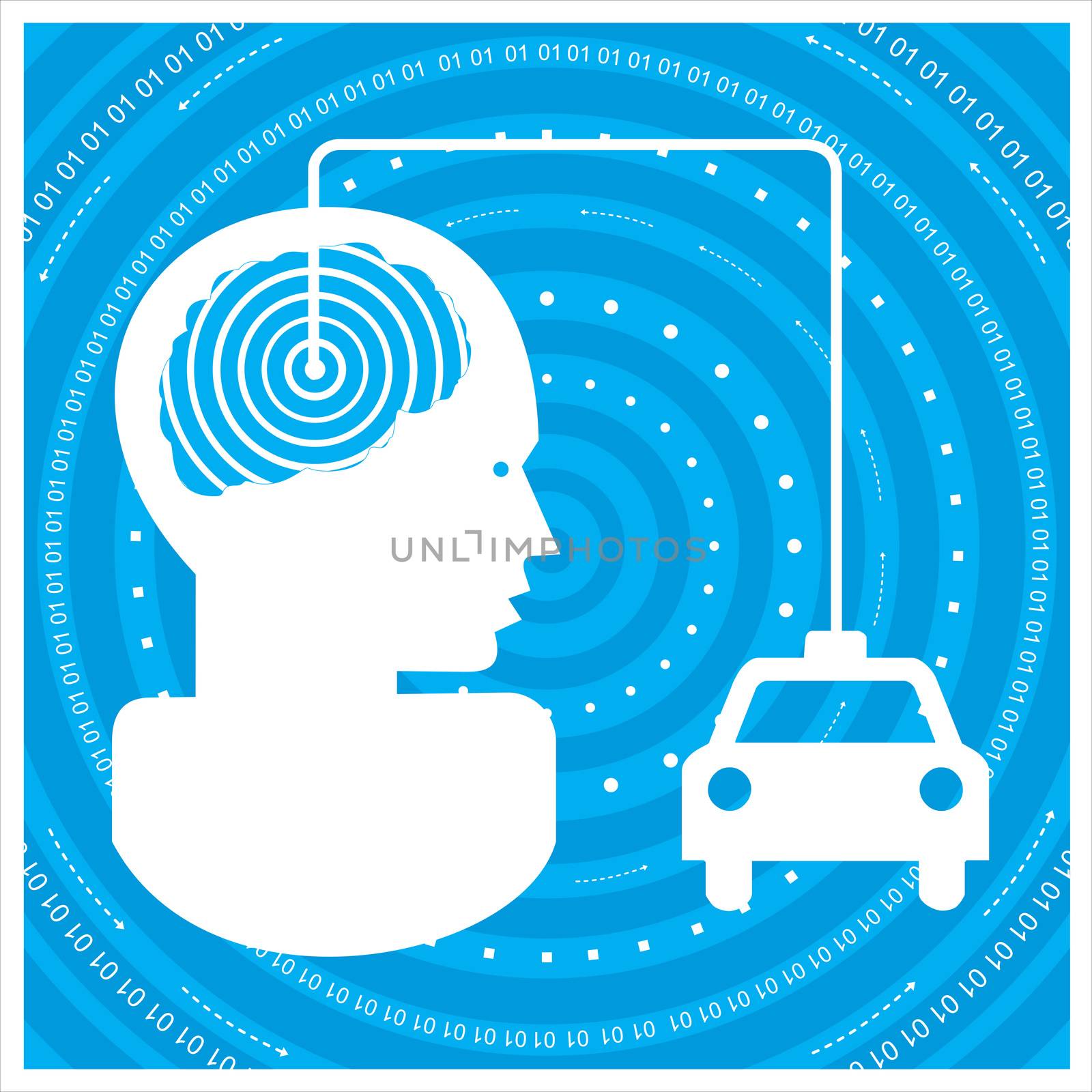 global communications silhouette of a man's head with a network. Concept of communication