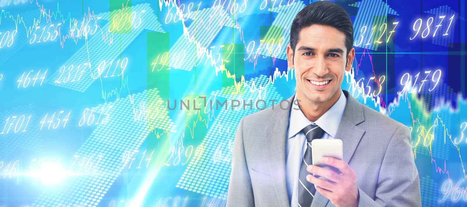 Composite image of businessman using mobile phone with colleagues behind by Wavebreakmedia