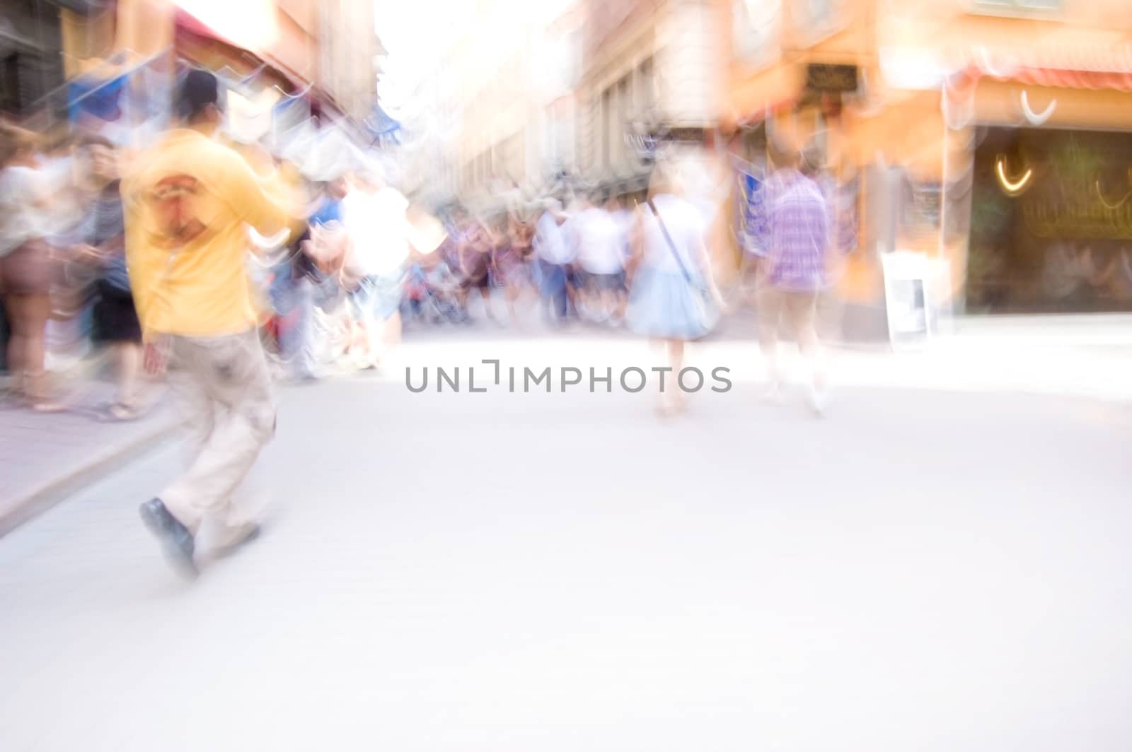 Hurrying people. Abstract picture with free copy space.