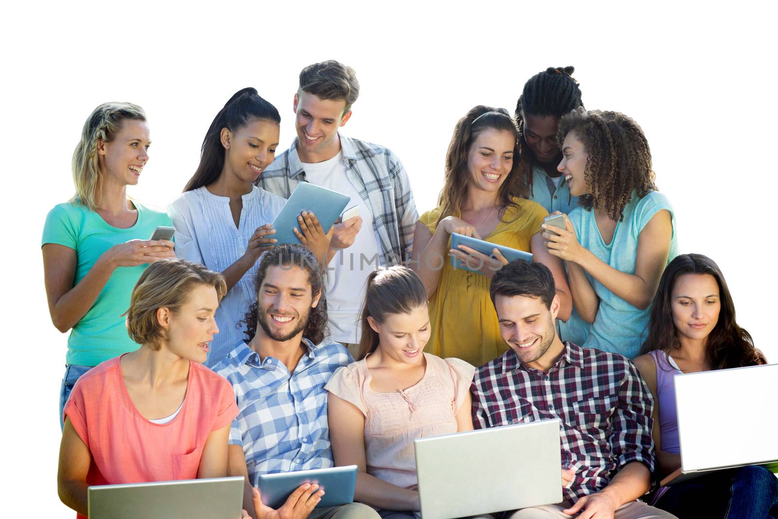 Composite image of several students using electronic devices by Wavebreakmedia
