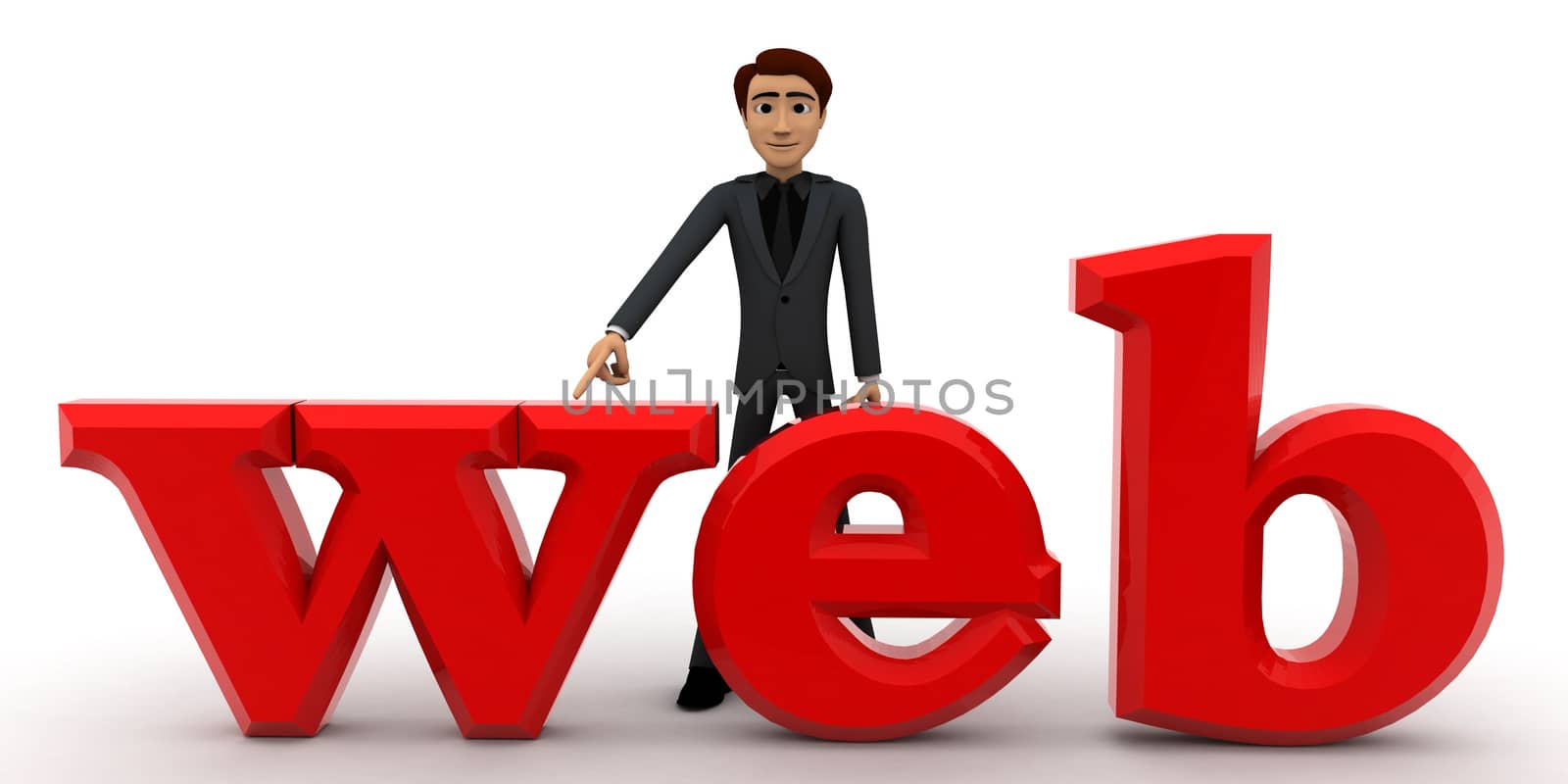 3d man with web text concept by touchmenithin@gmail.com