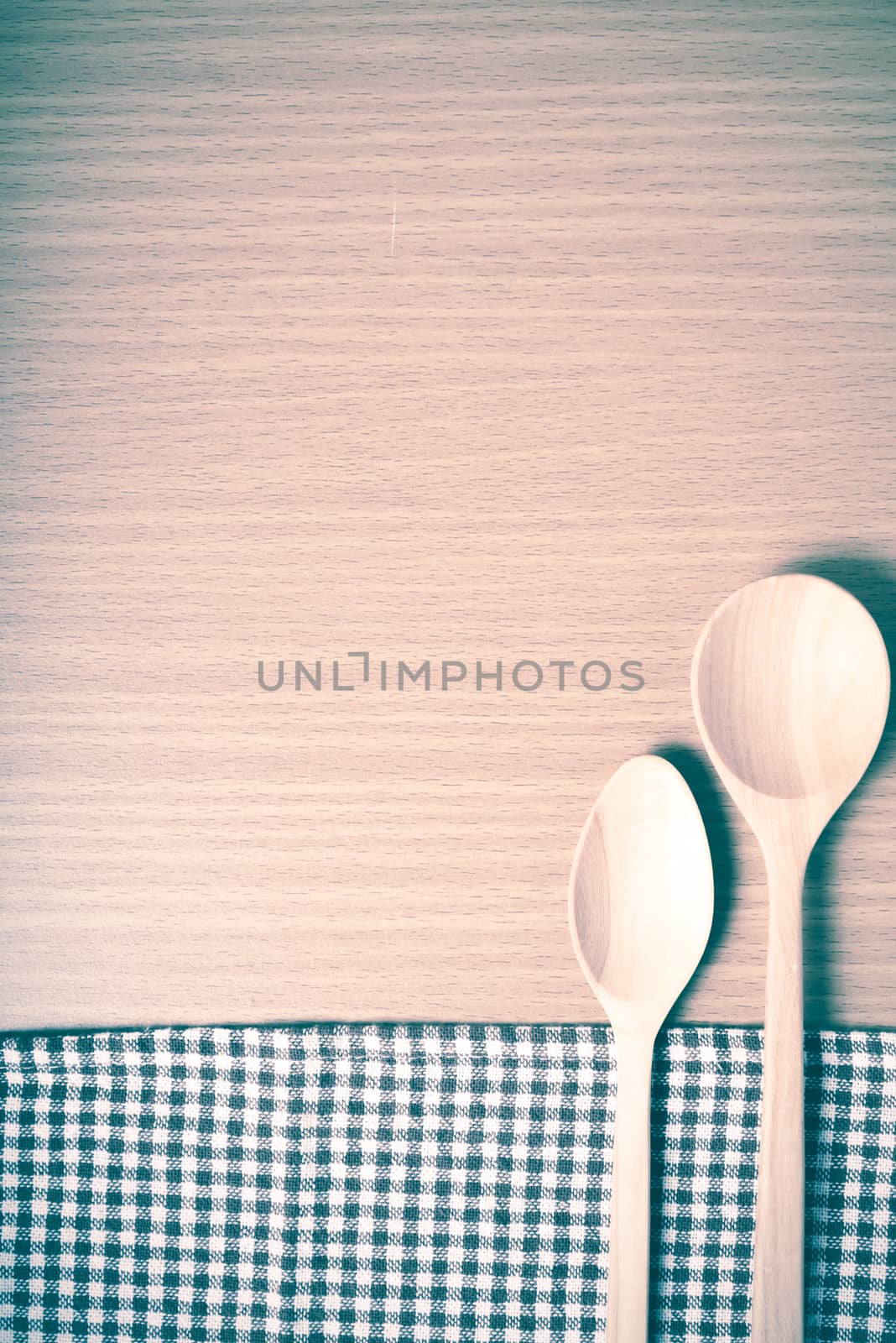 wood spoon and kitchen towel vintage style by ammza12