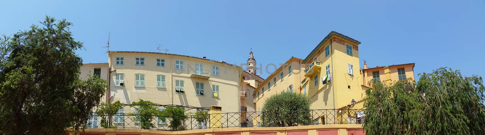 Panoramic View of Menton on the french Riviera in the South of French near the Italian border