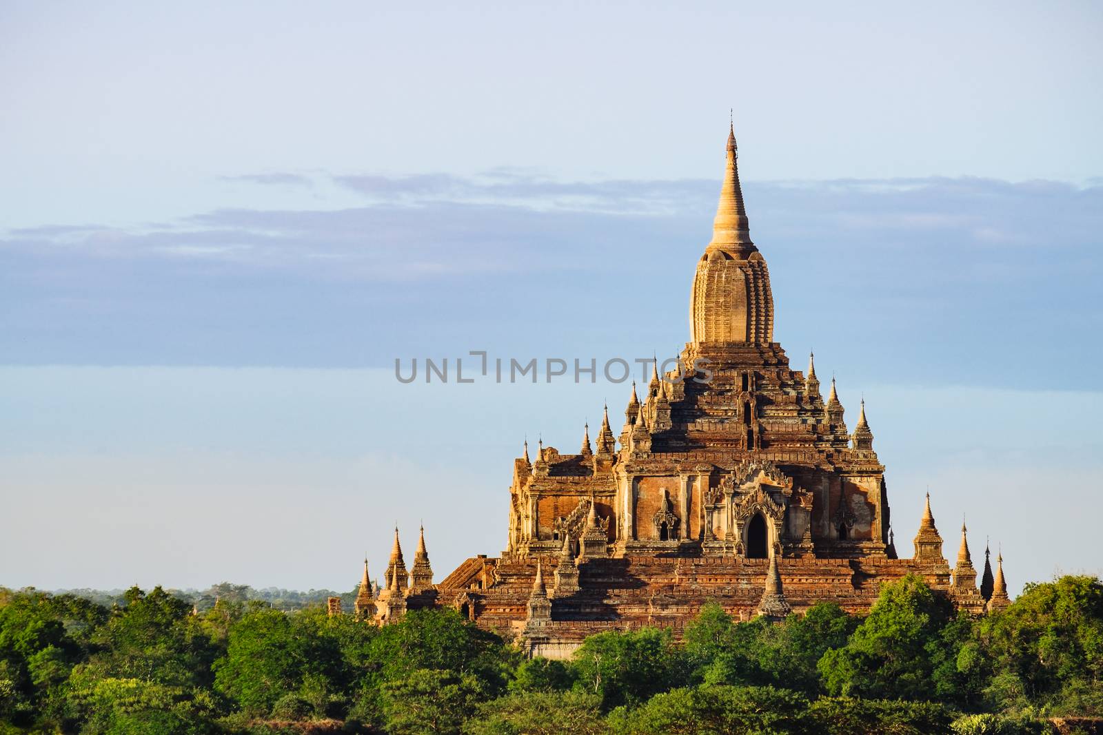 Scenic view of ancient Sulamani temple at sunset, Bagan by martinm303