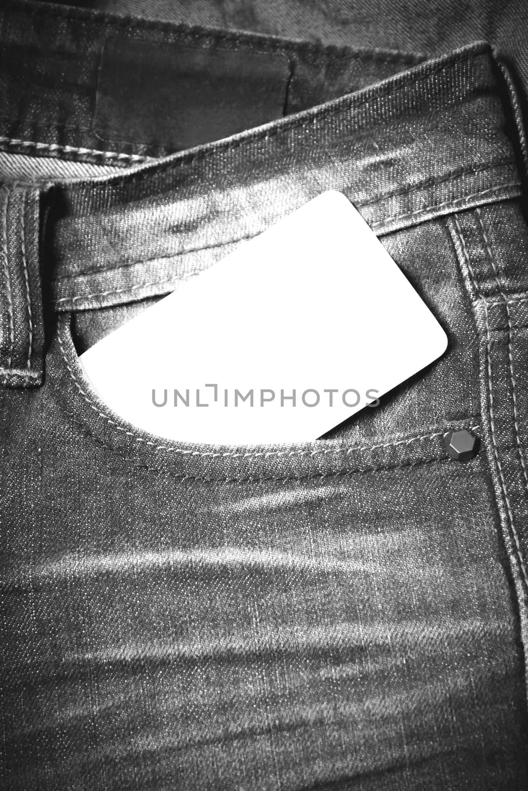 business card in jean pocket black and white tone color style by ammza12