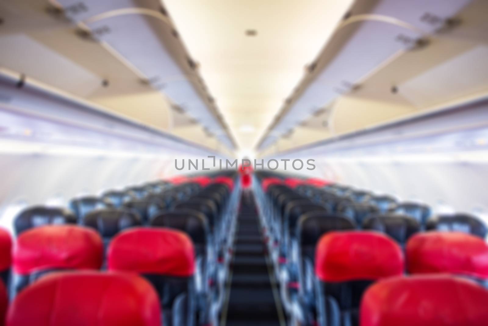 defocus  interior of the passenger airplane