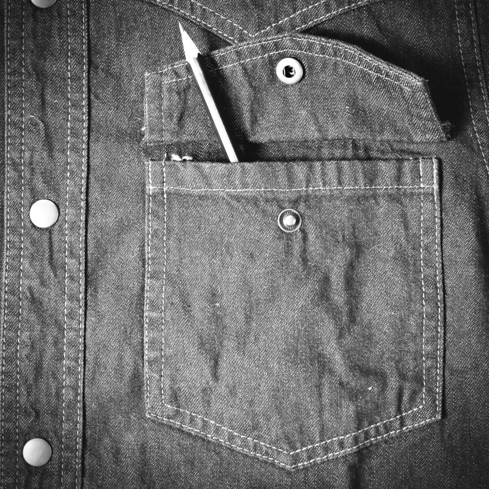pencil in jean pocket black and white tone color style