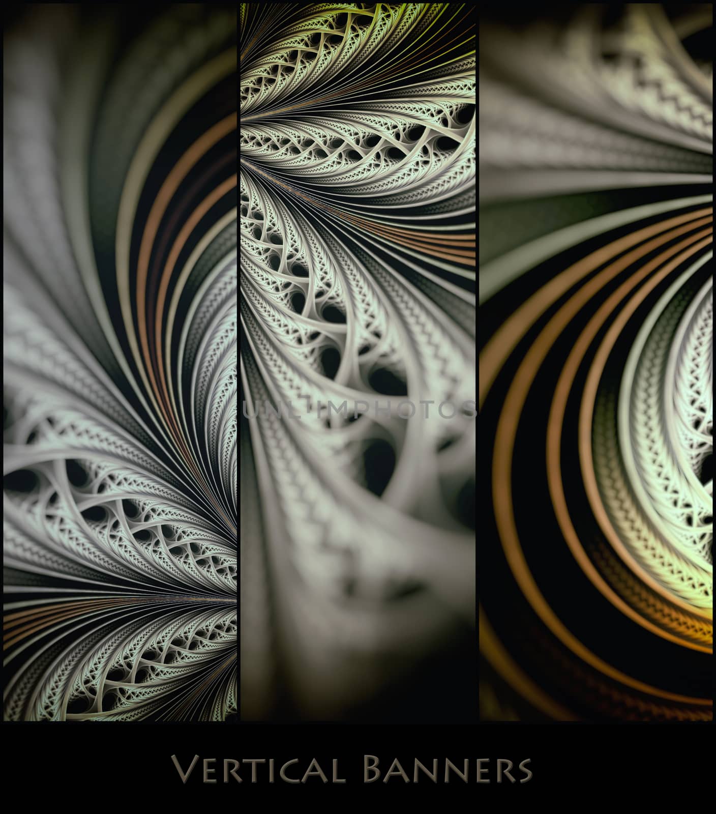 fractal vertical banners. Computer generated artwork for design