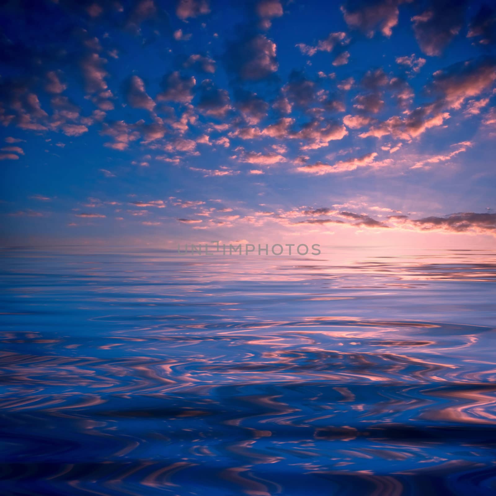 Landscape conceptual image. Beautiful sundown over the ocean.