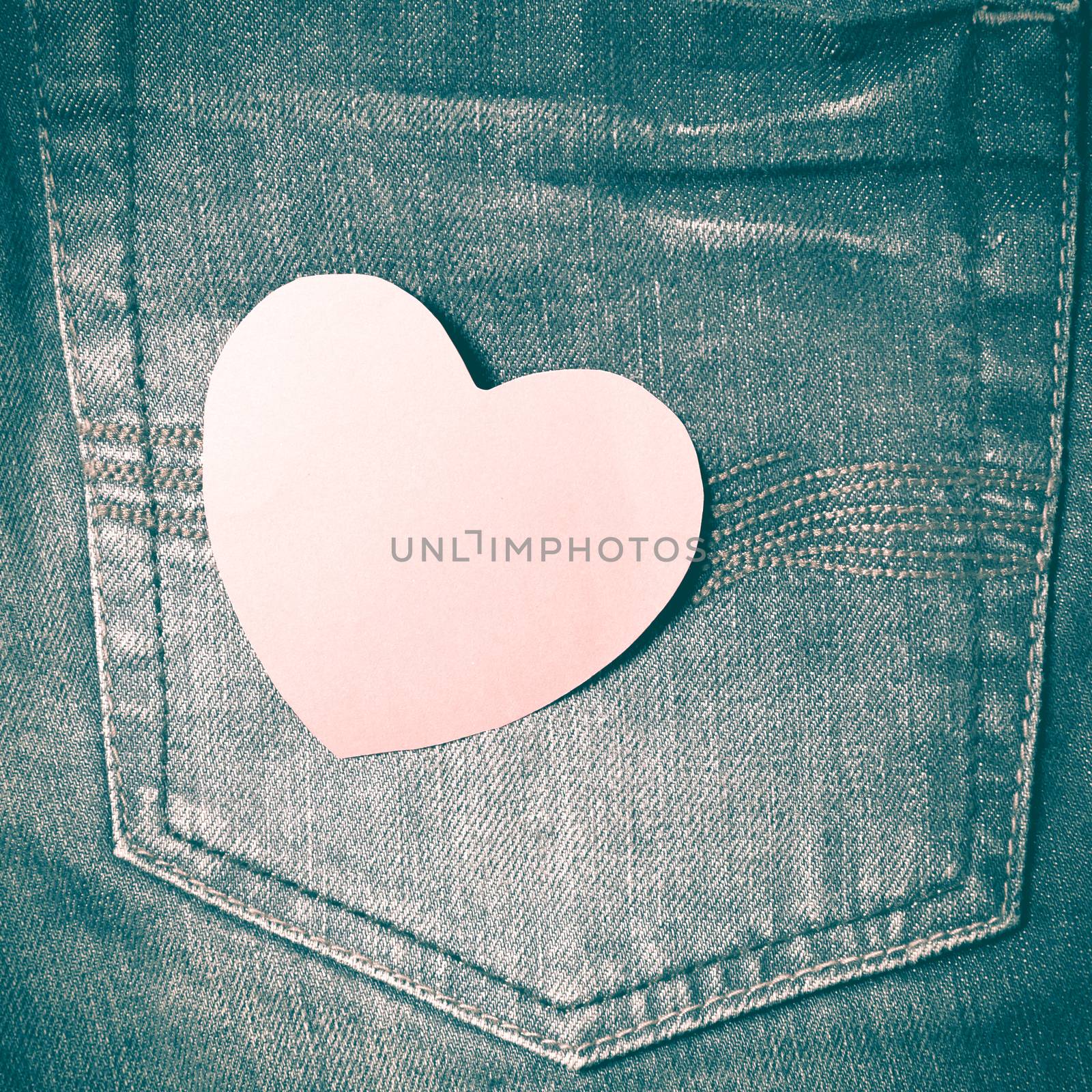 red heart on jean retro vintage style