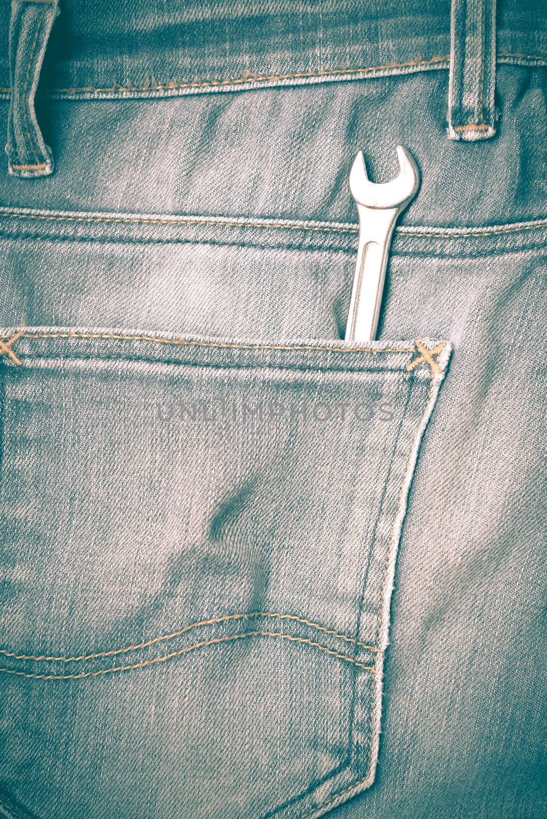 wrench tools in jean pants retro vintage style by ammza12