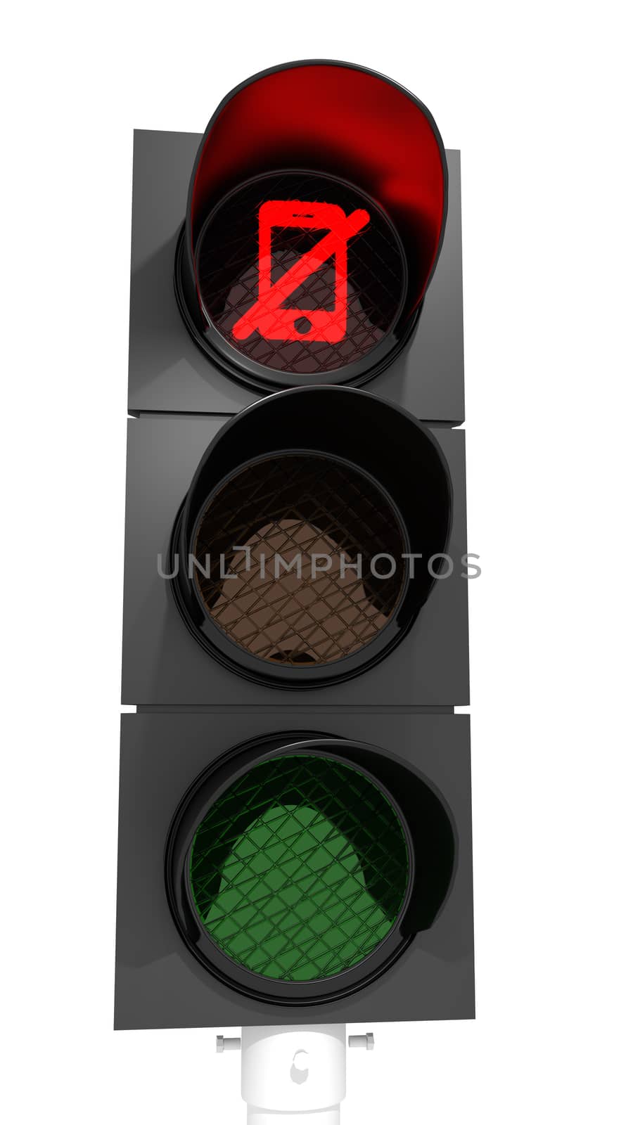 Traffic light with red-"No Mobile"-sign