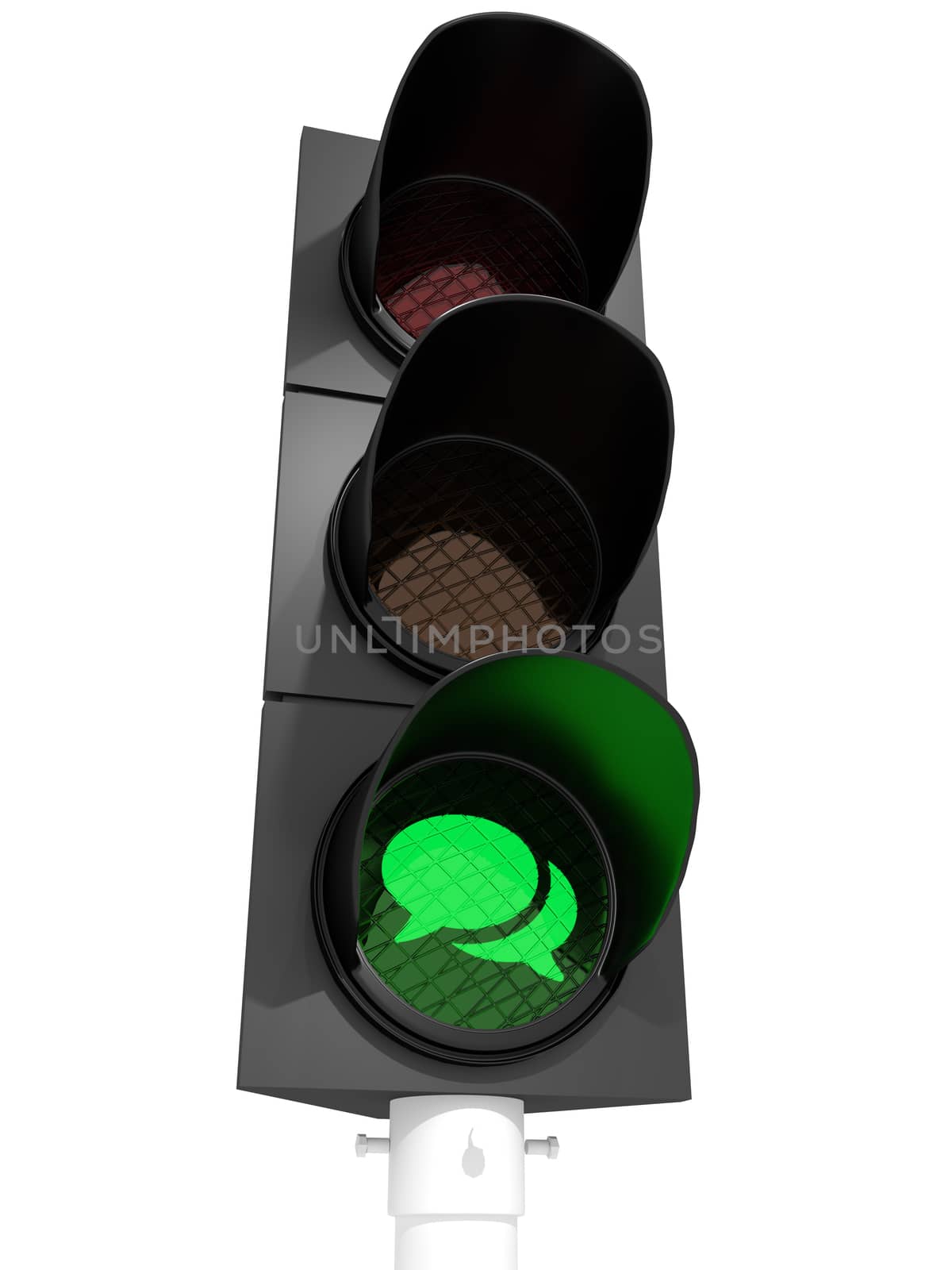 Traffic light showing a "talking"-sign