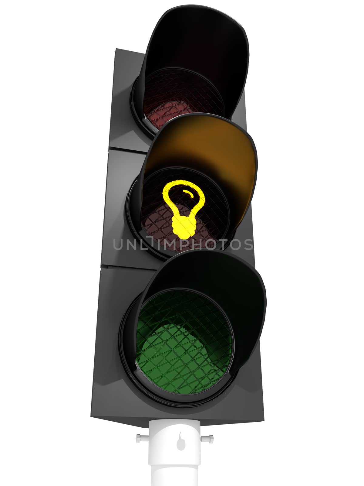 Traffic light showing a "idea"-sign.