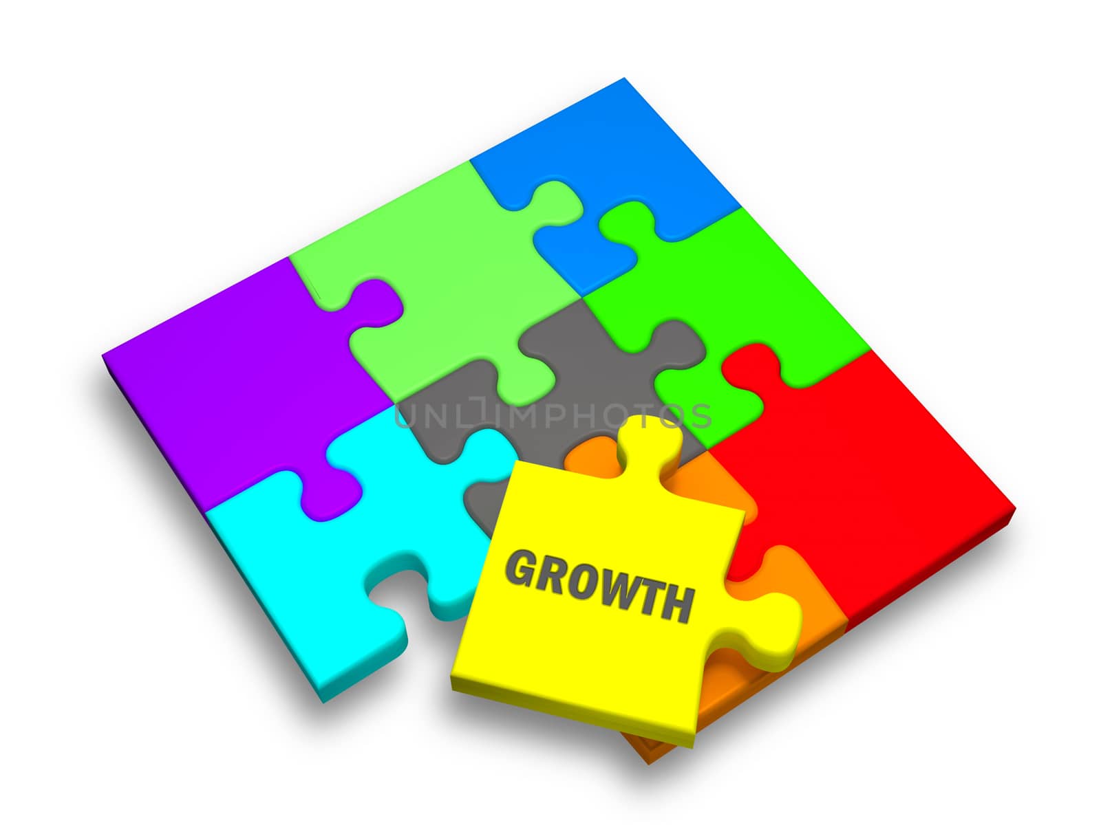 9 puzzle pieces one taken apart with the text "Growth".