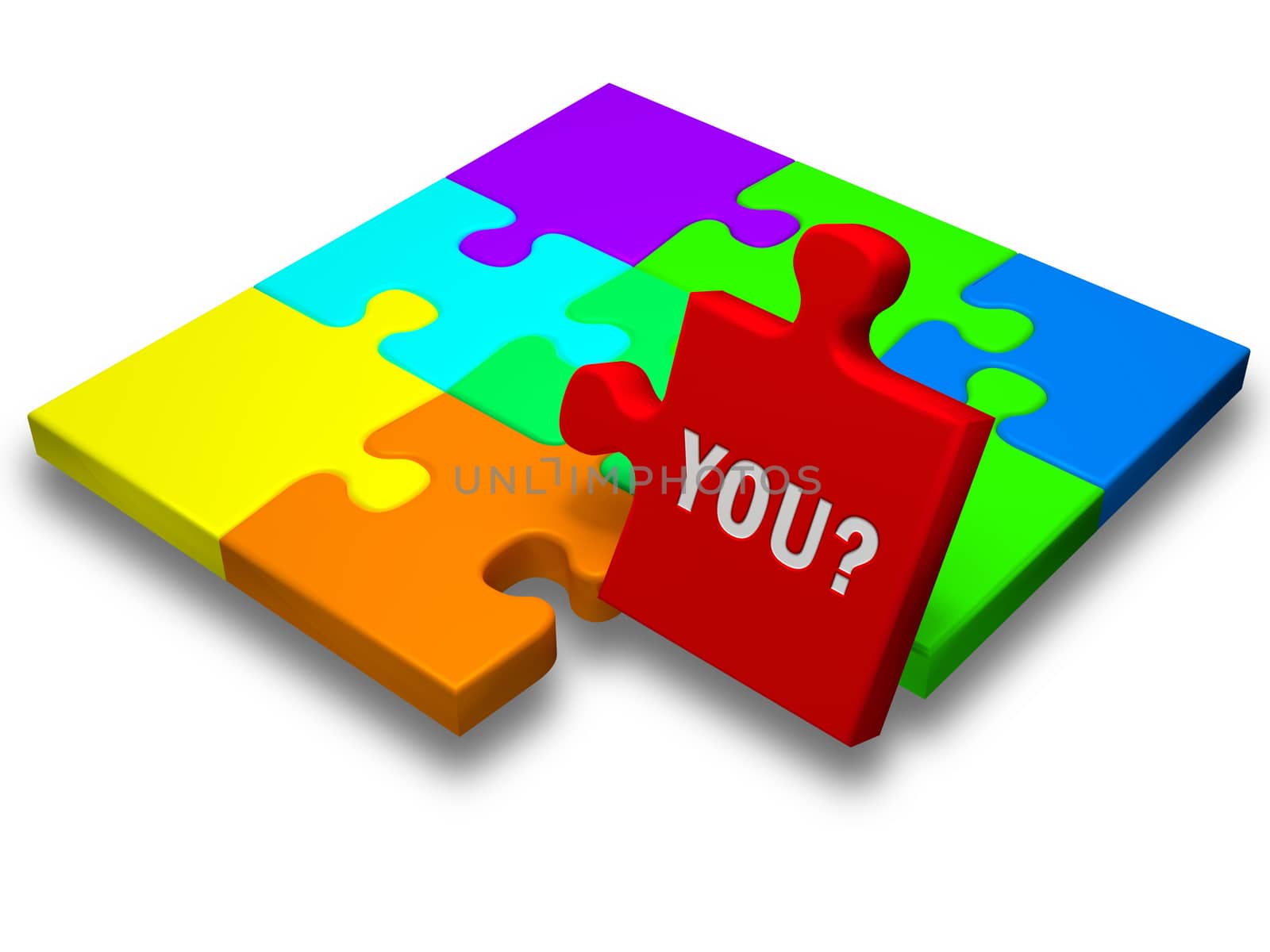A puzzle with a piece elevated containing the text "You?". Are "you" the one that fit in our organization?