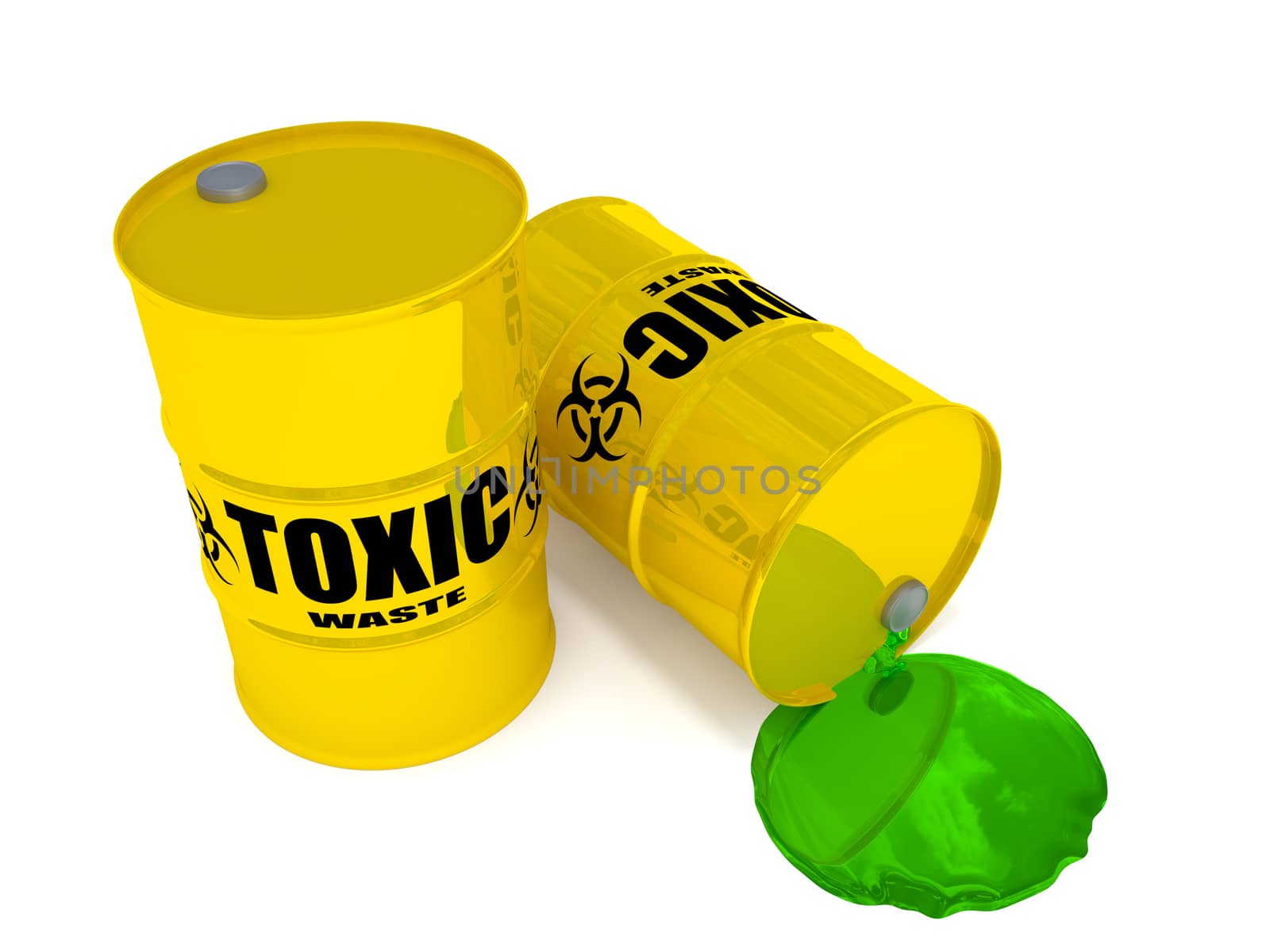 2 drums containing toxic waste.