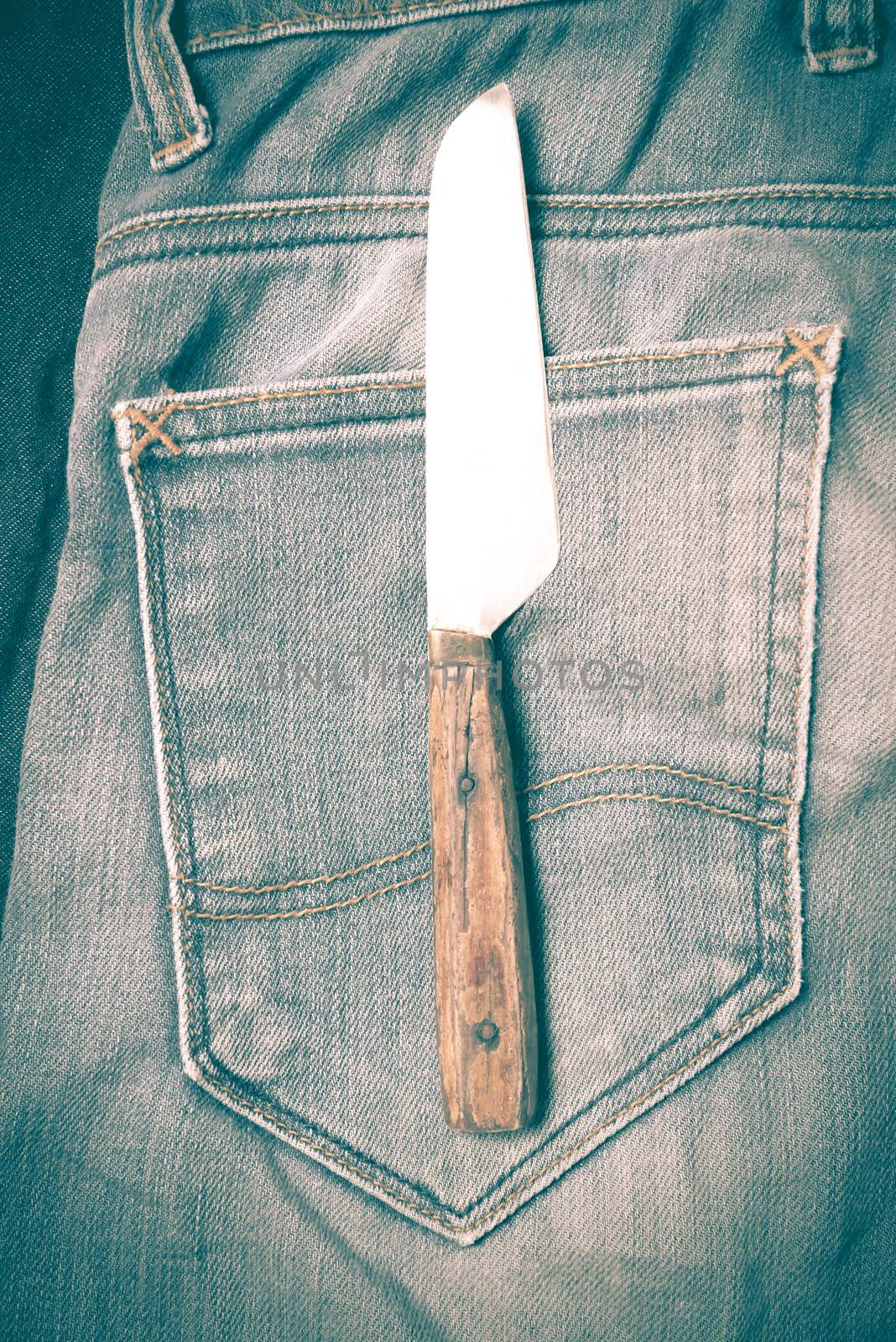 knife in jean retro vintage style