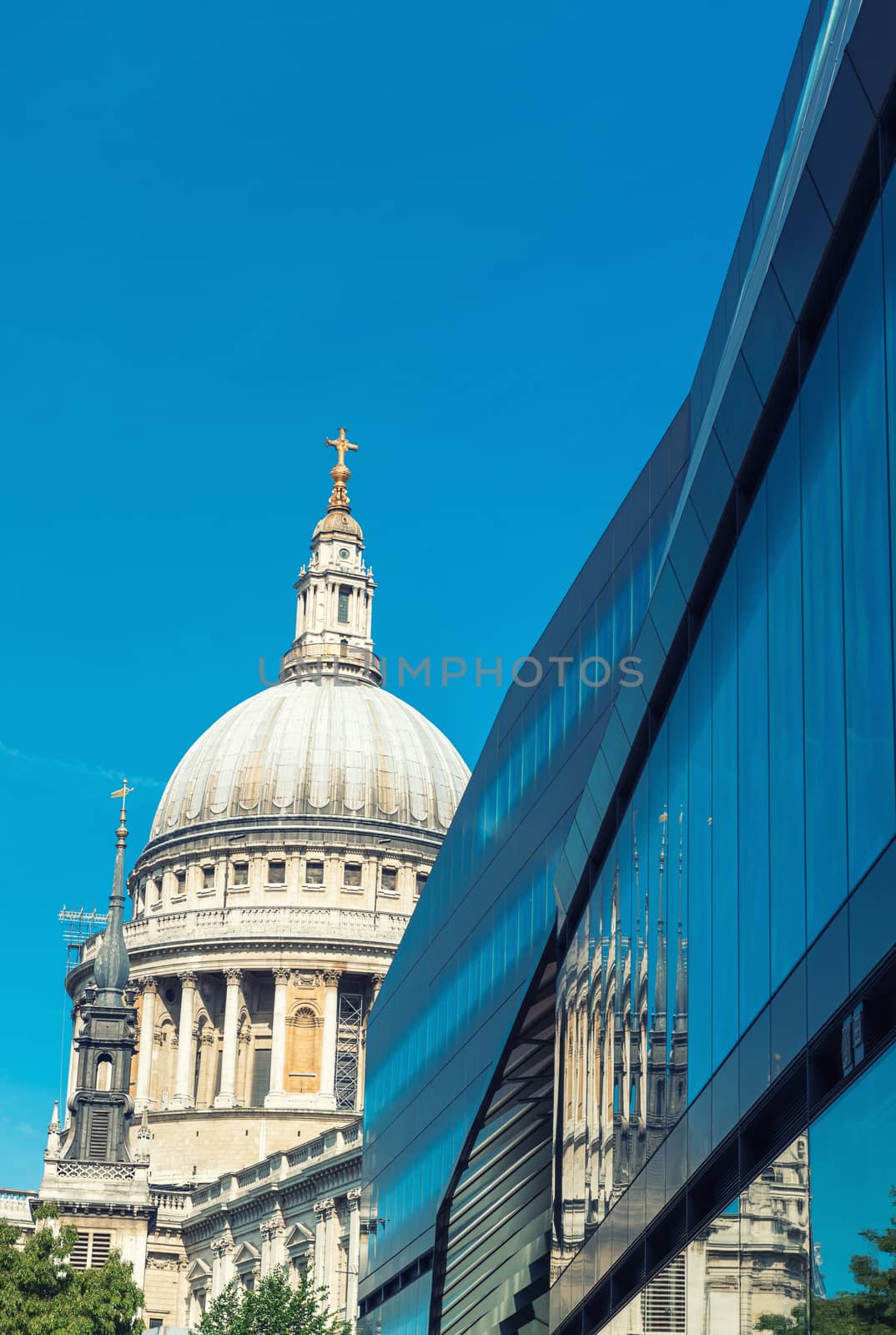St Pauls Cathedral and reflections in day in London.