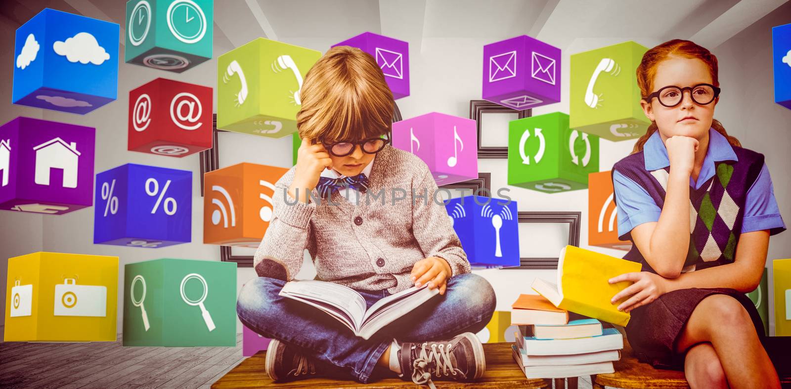 Composite image of pupils studying by Wavebreakmedia