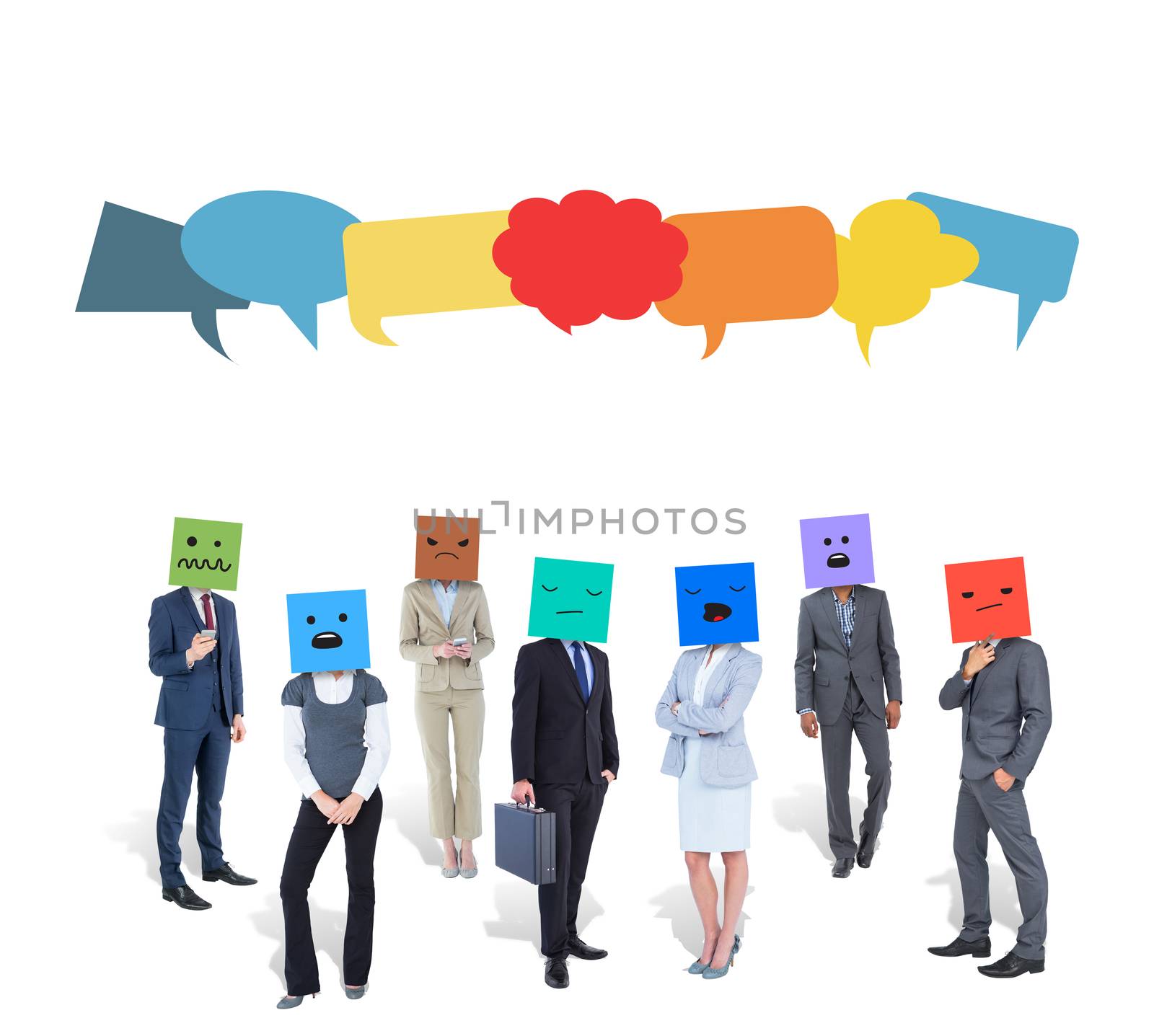 Composite image of people with boxes on their heads by Wavebreakmedia