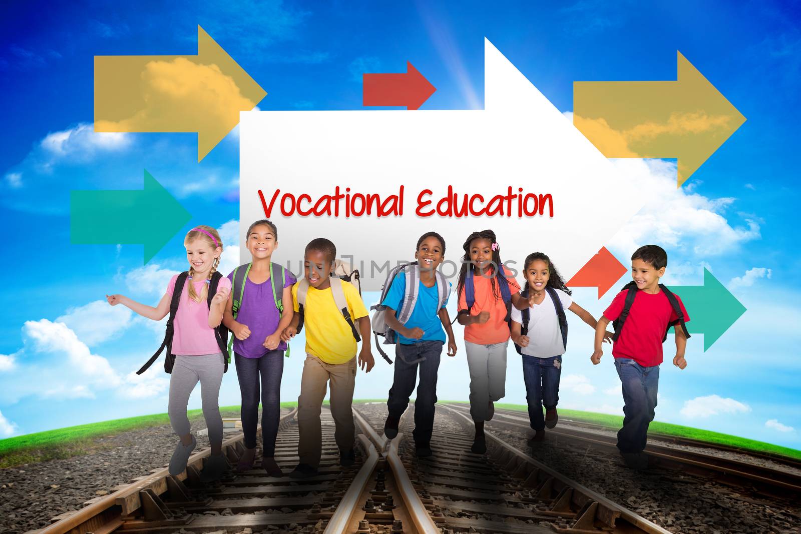 Vocational education against railway leading to blue sky by Wavebreakmedia