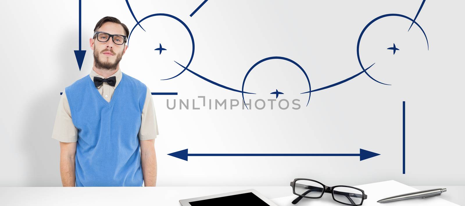 Composite image of geeky hipster wearing sweater vest by Wavebreakmedia