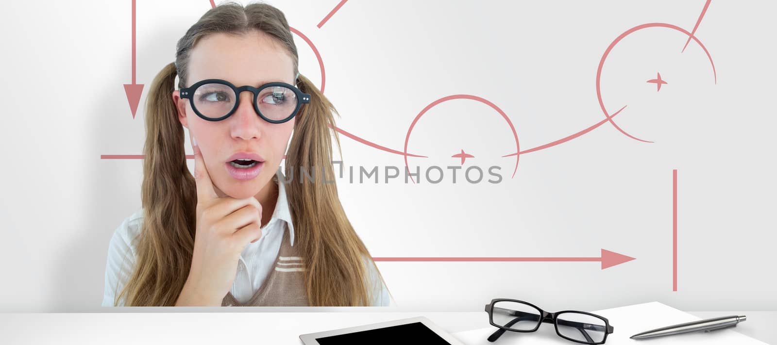Composite image of female geeky hipster looking confused  by Wavebreakmedia
