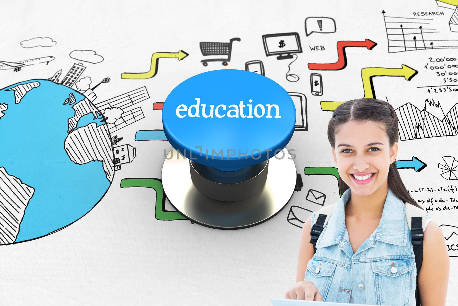 Education against blue push button by Wavebreakmedia