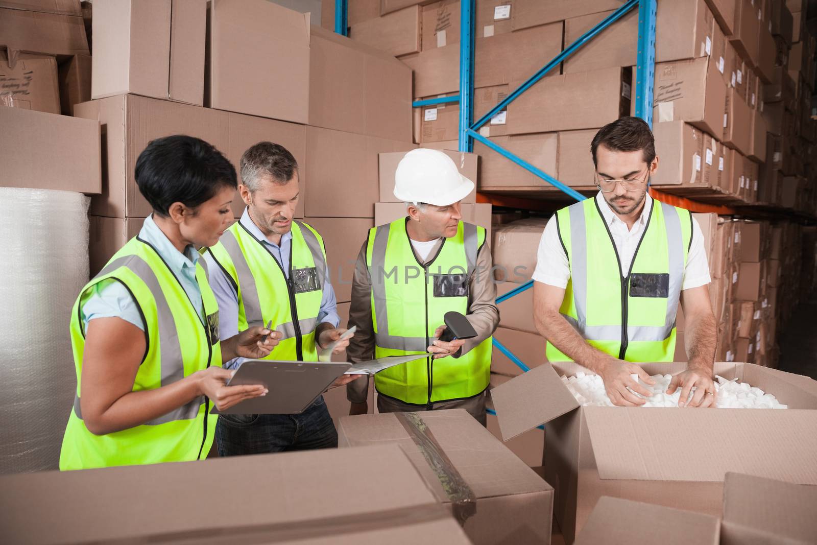 Warehouse team working during busy period