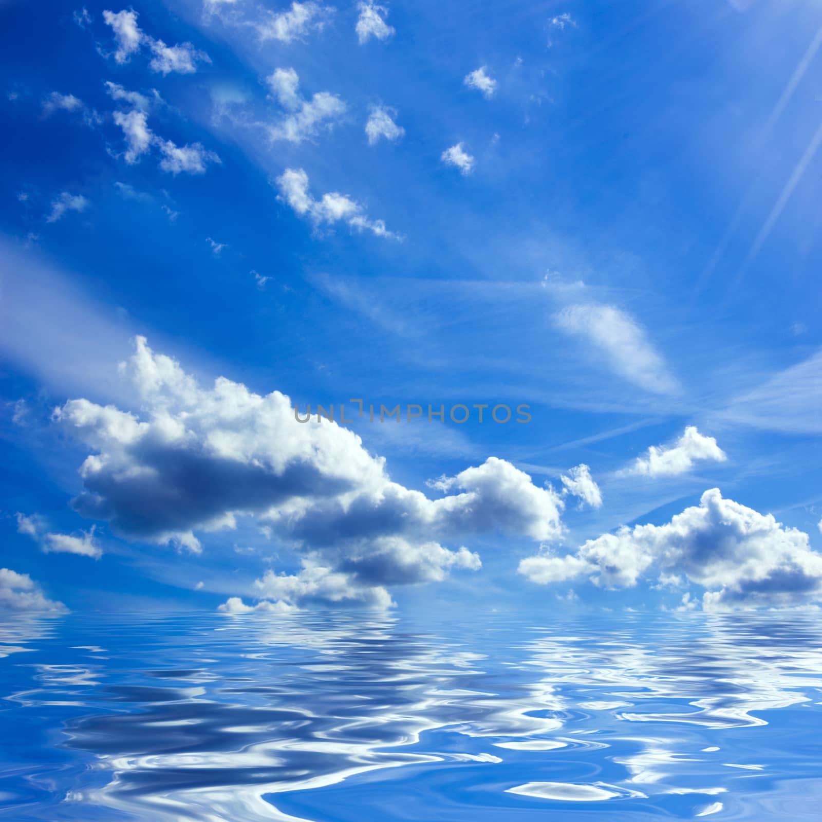 Background conceptual image. Ocean and clouds.