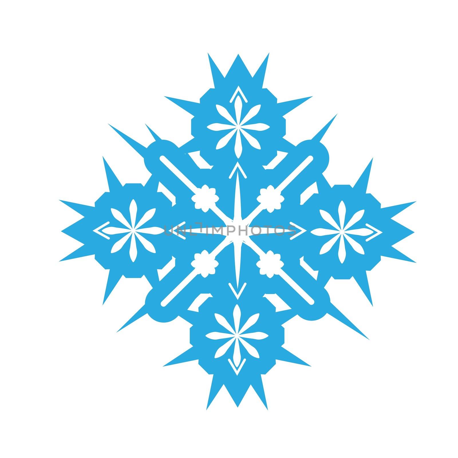 Delicate digital blue snowflake design on white background