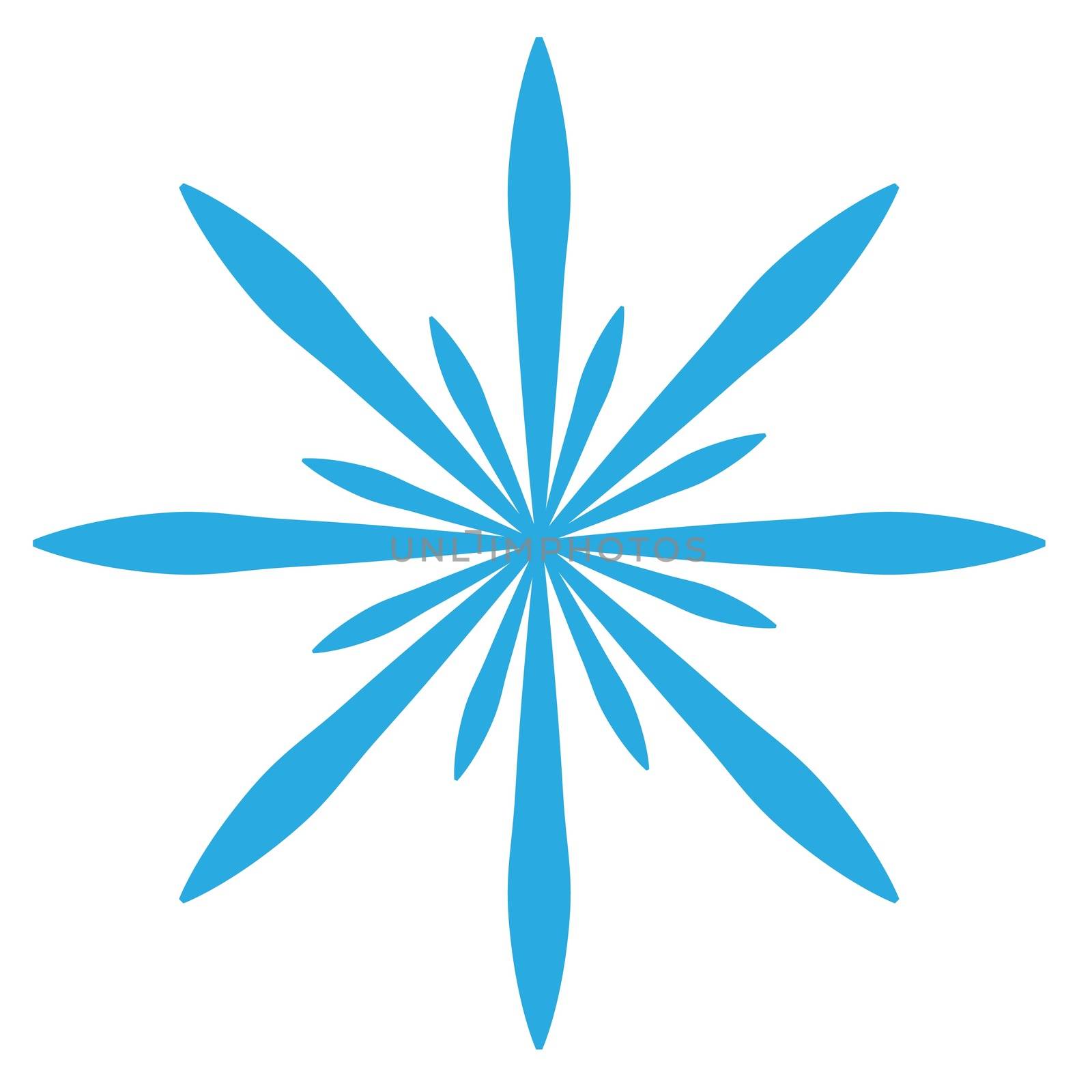 Delicate digital blue snowflake design on white background