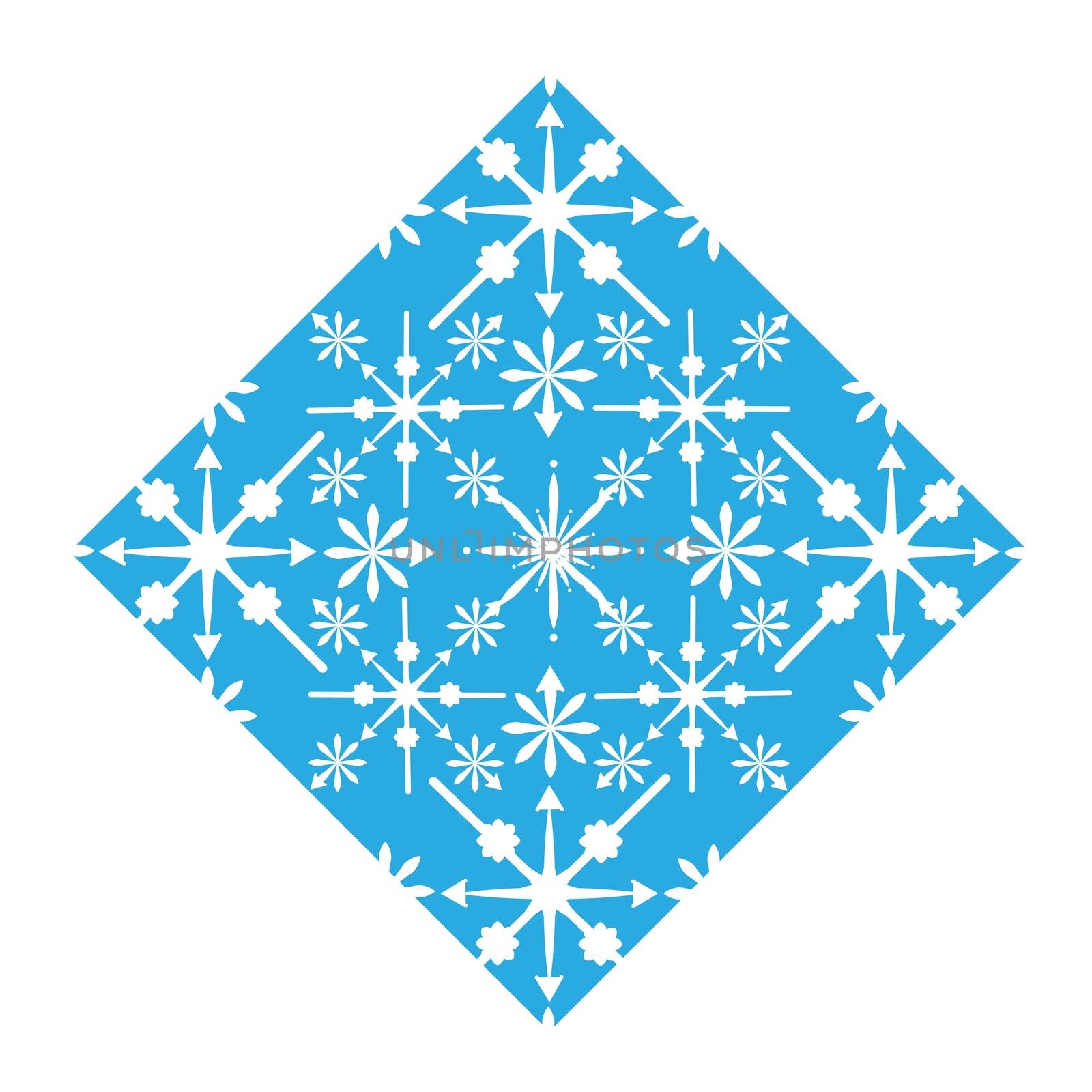 Delicate digital blue snowflake design on white background