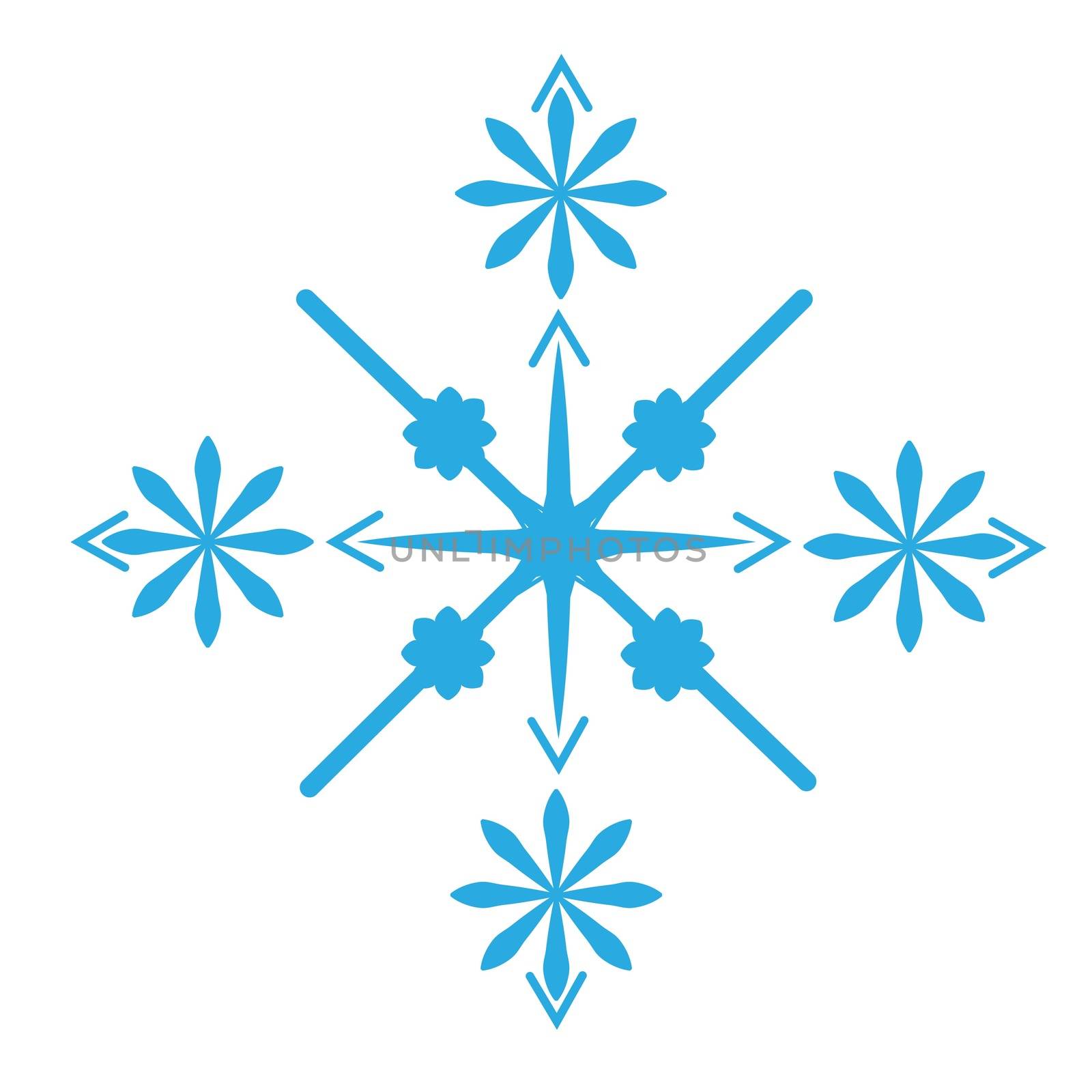 Delicate digital blue snowflake design on white background