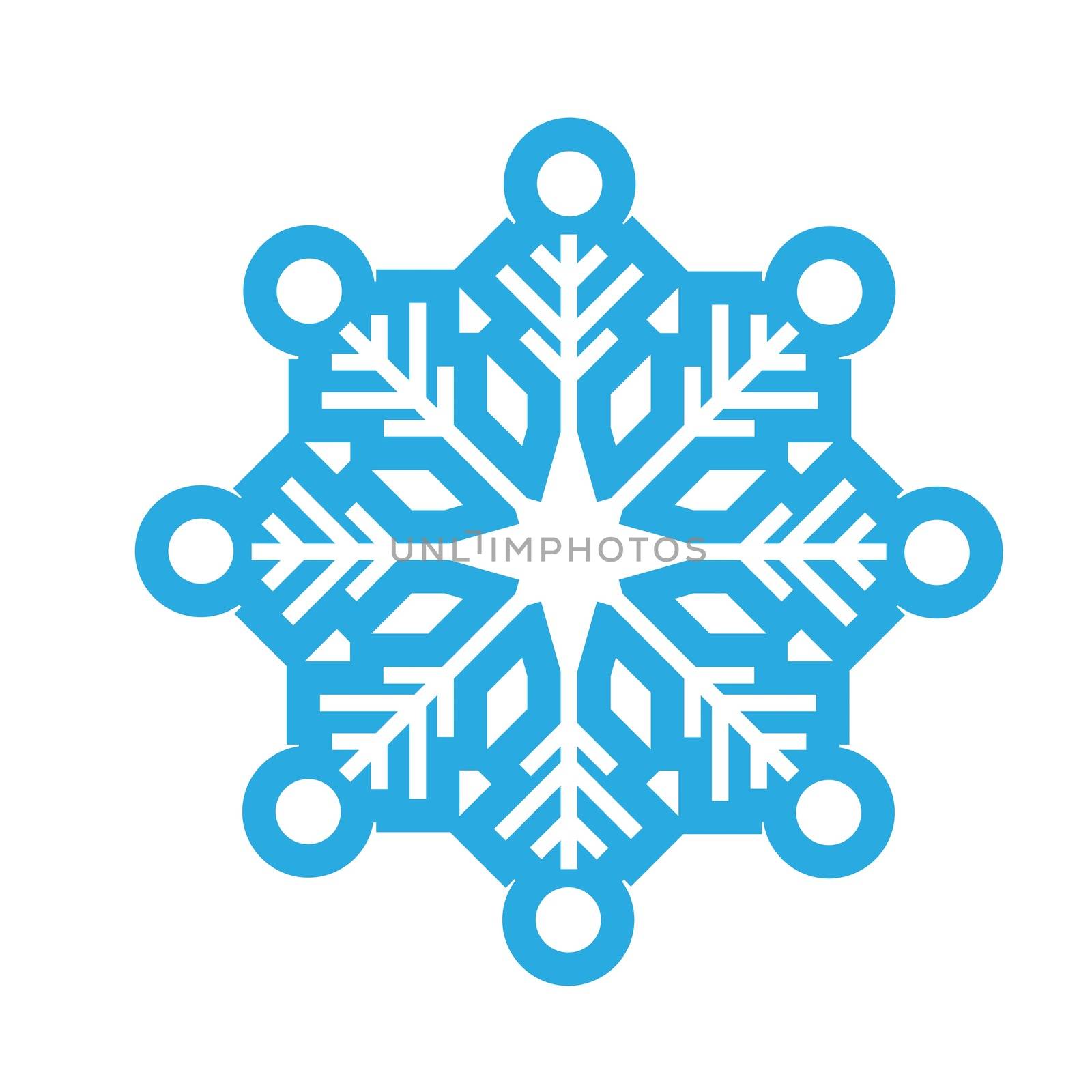 Delicate digital blue snowflake design on white background