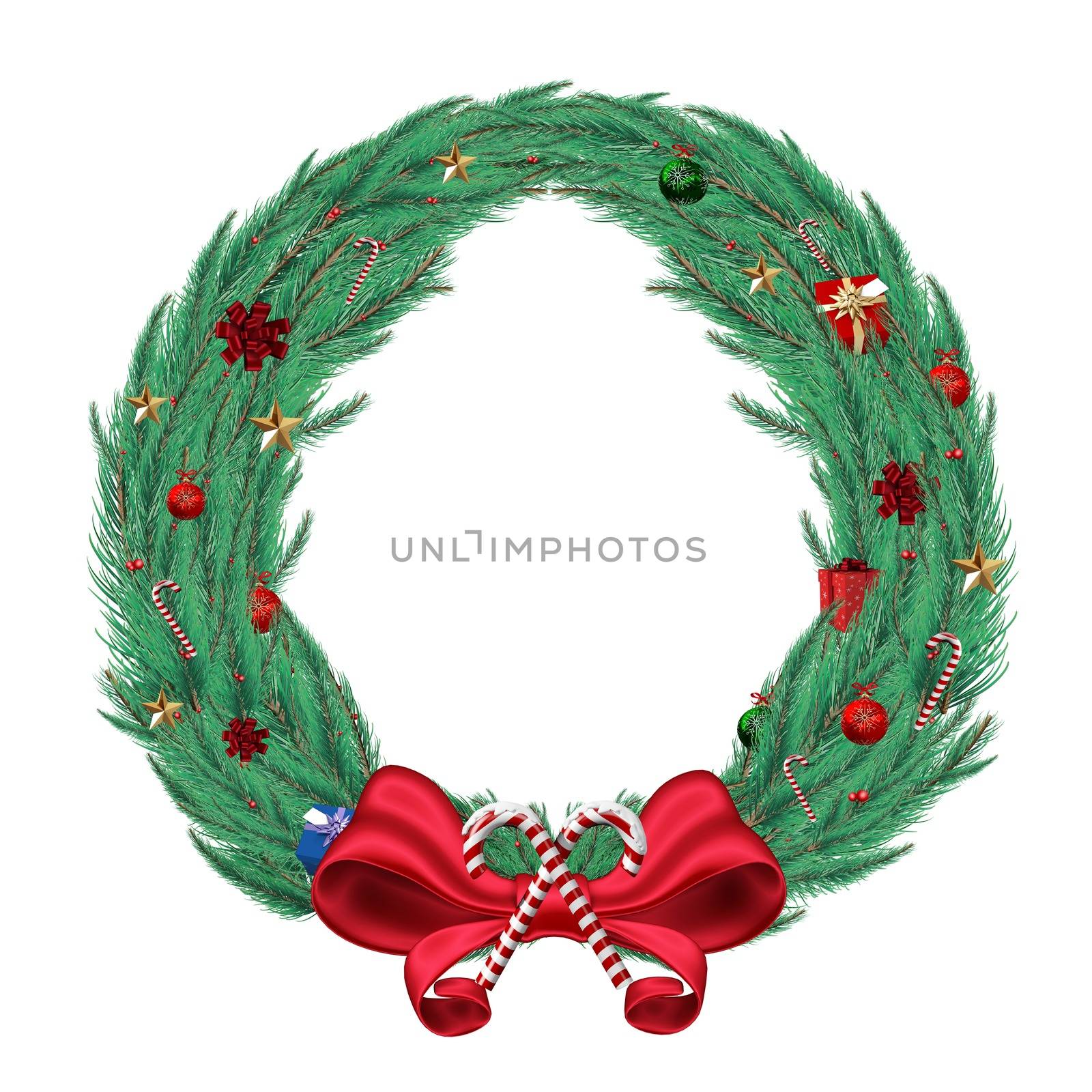 Digitally generated green christmas wreath