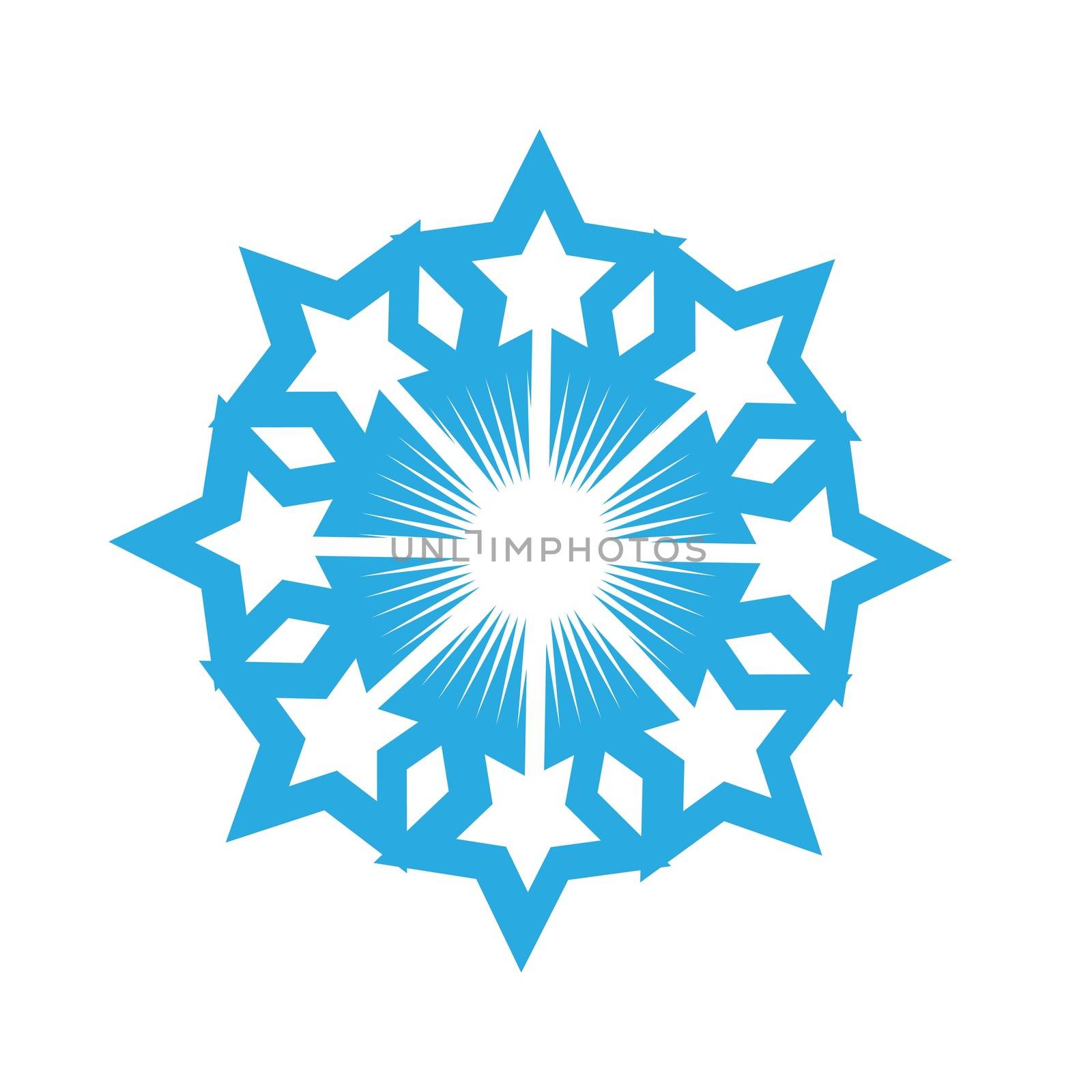 Delicate digital blue snowflake design on white background