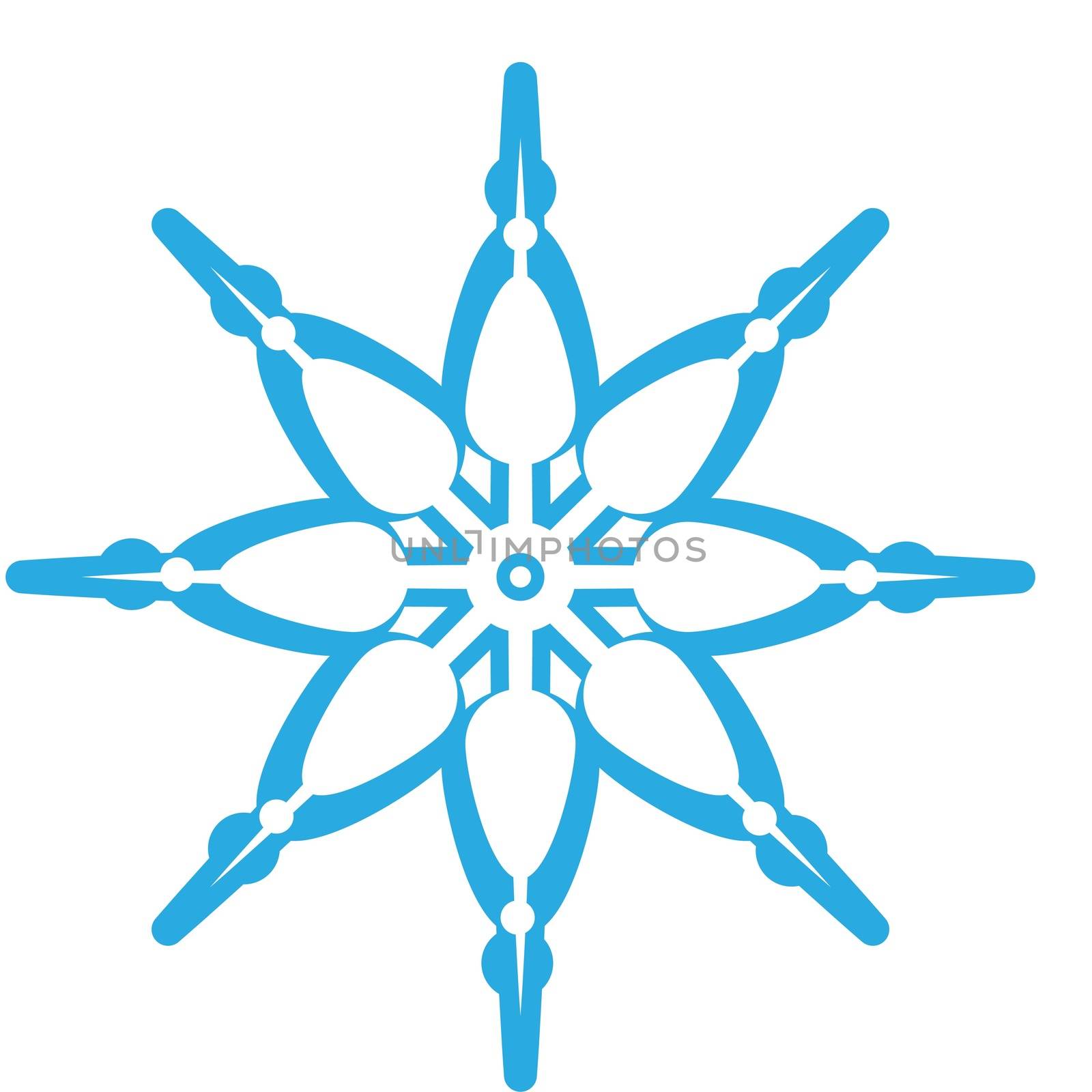 Delicate digital blue snowflake design on white background