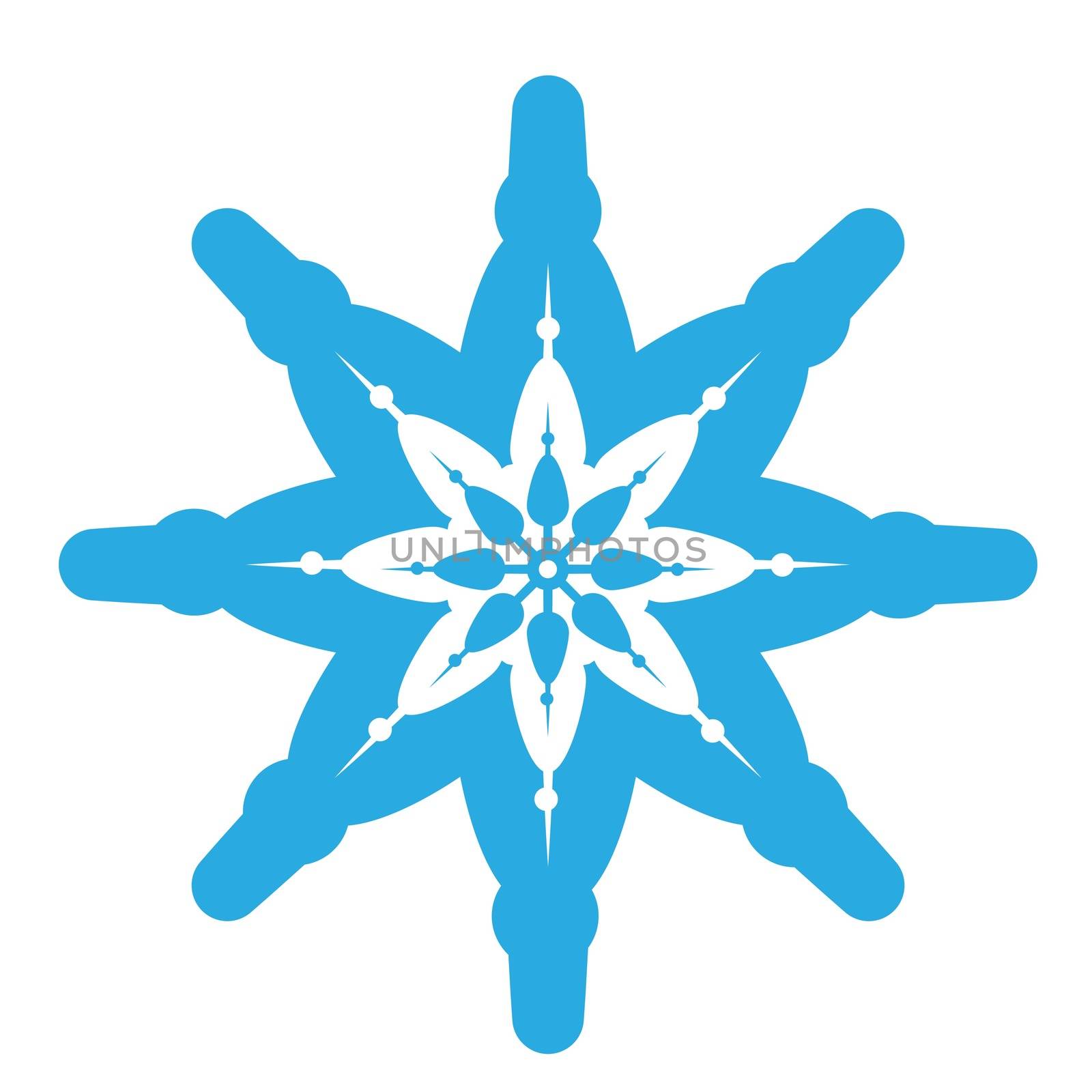 Delicate digital blue snowflake design on white background