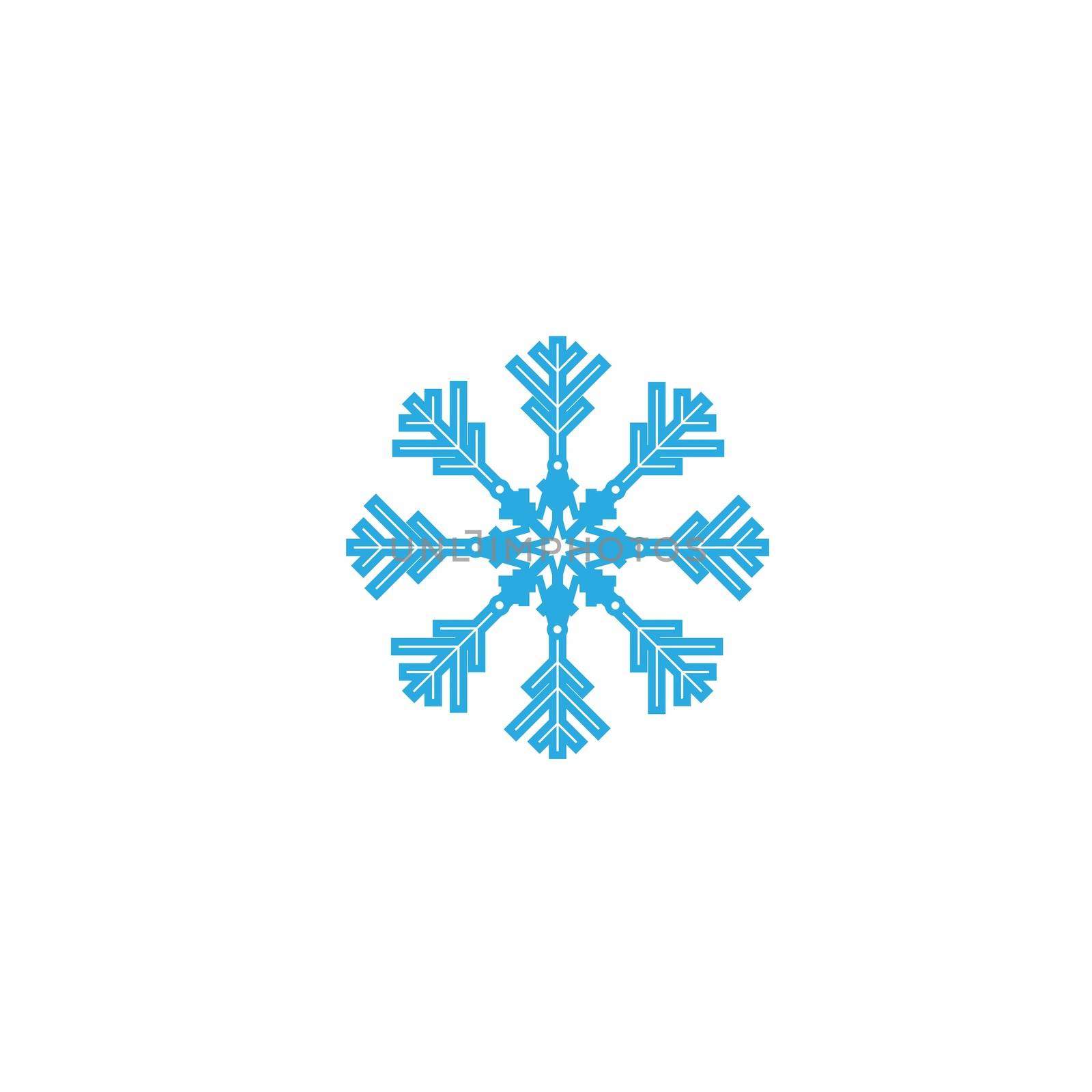 Delicate digital blue snowflake design on white background