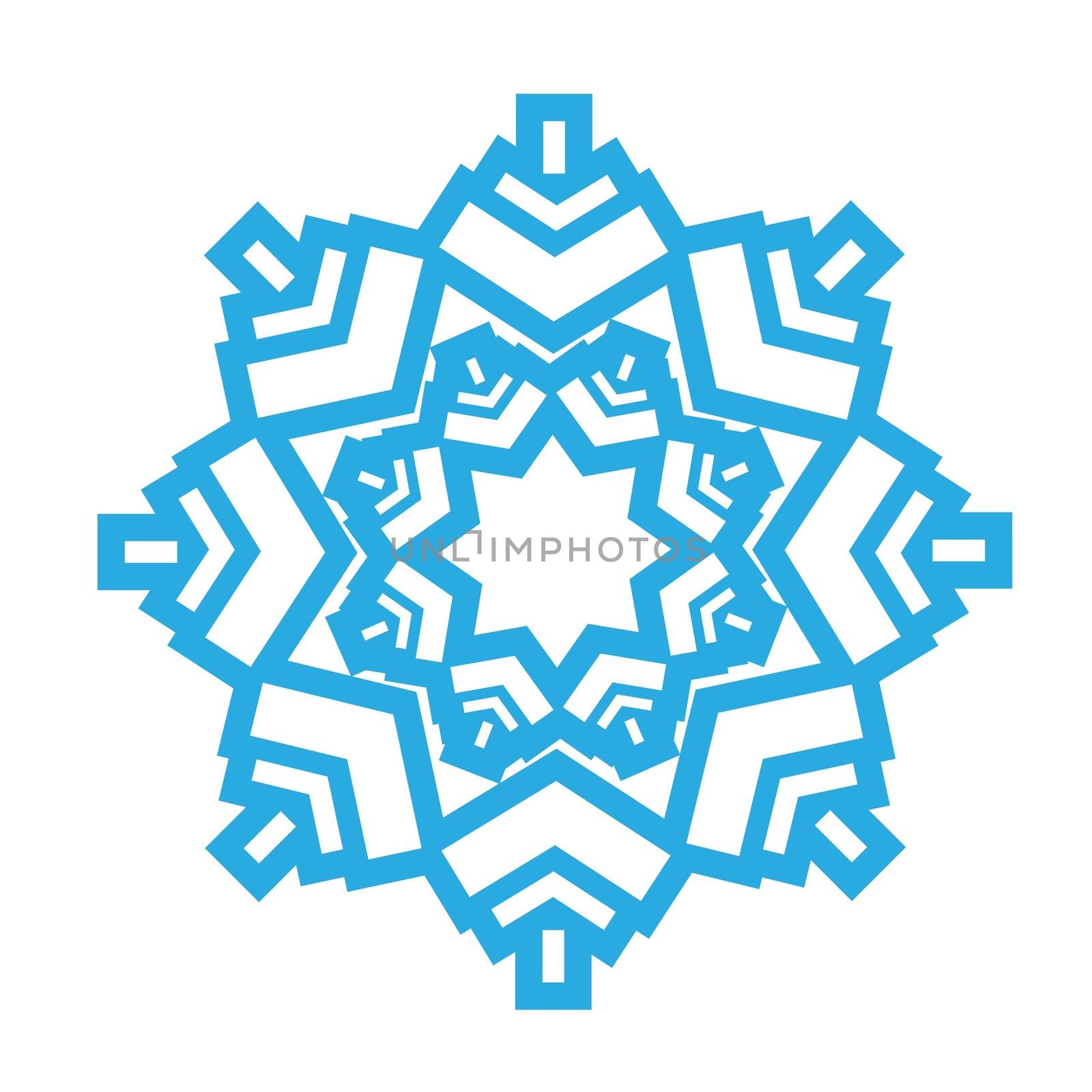 Delicate digital blue snowflake design on white background