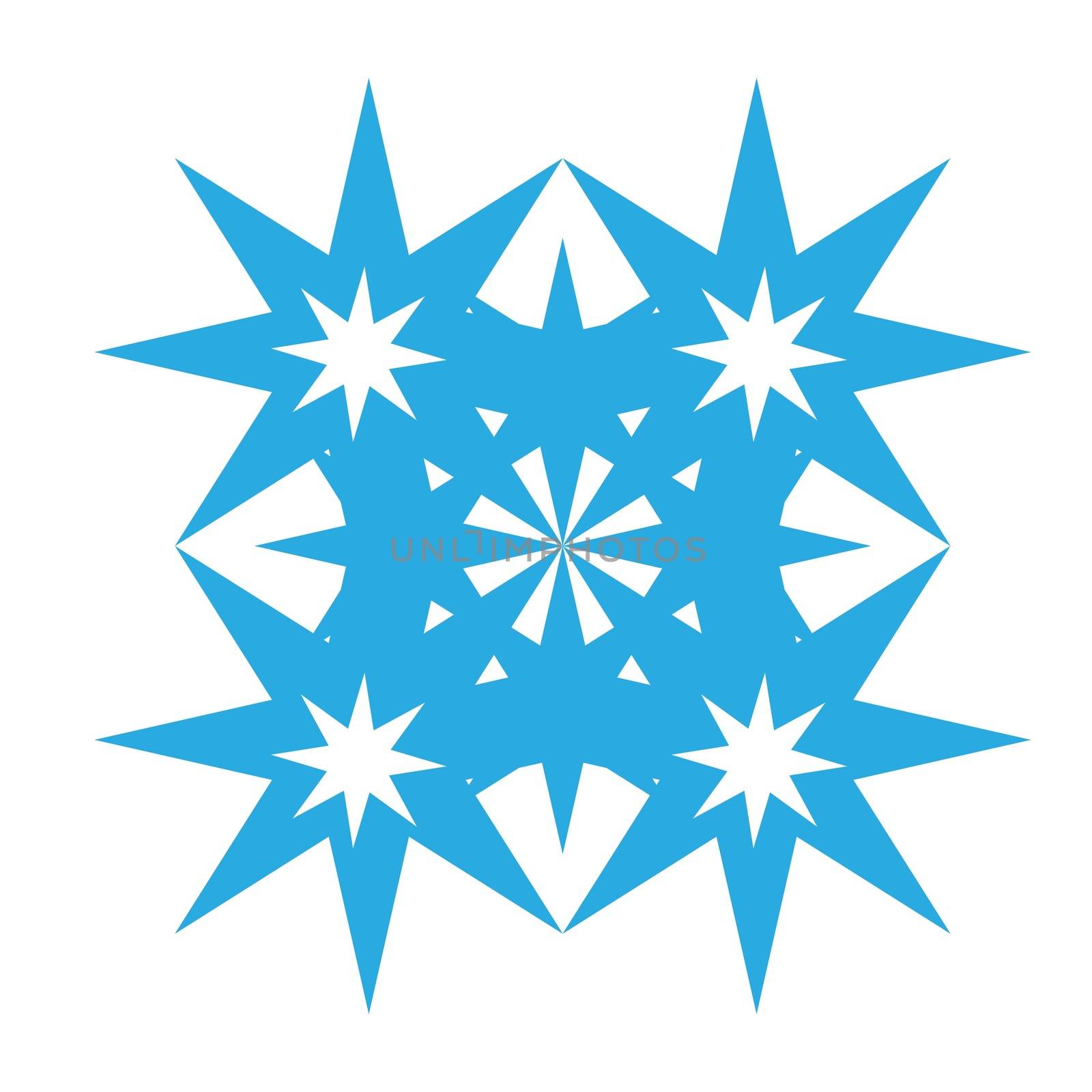 Delicate digital blue snowflake design on white background