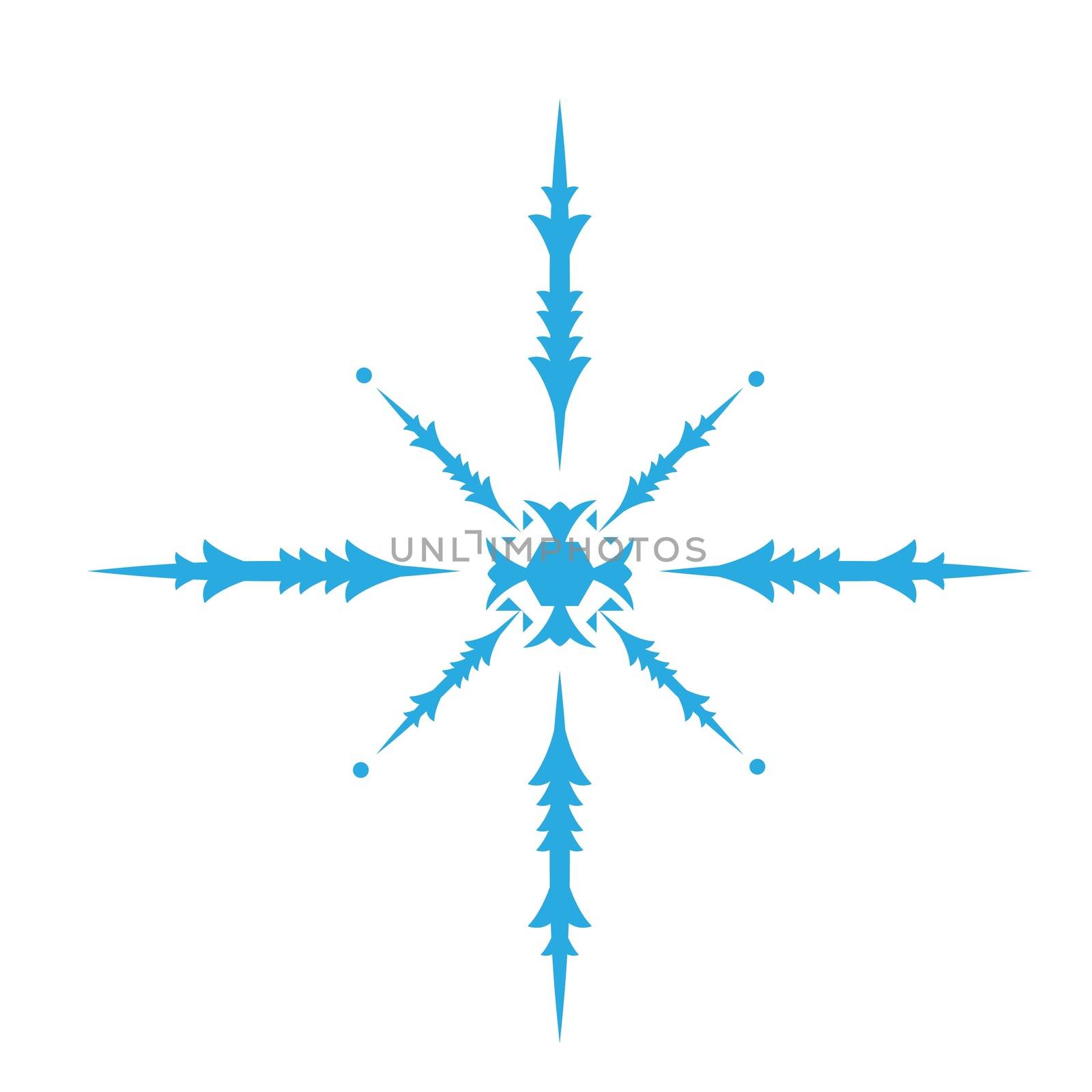 Delicate digital blue snowflake design on white background