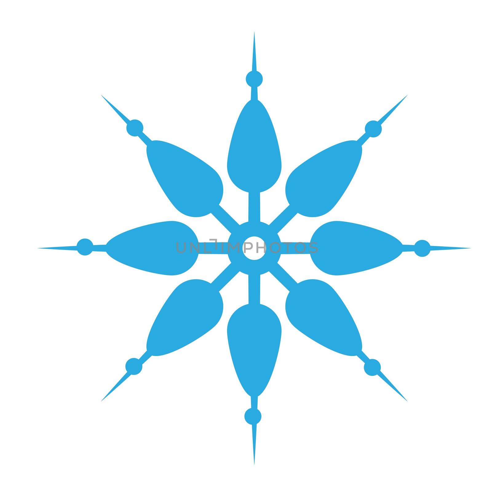 Delicate digital blue snowflake design on white background