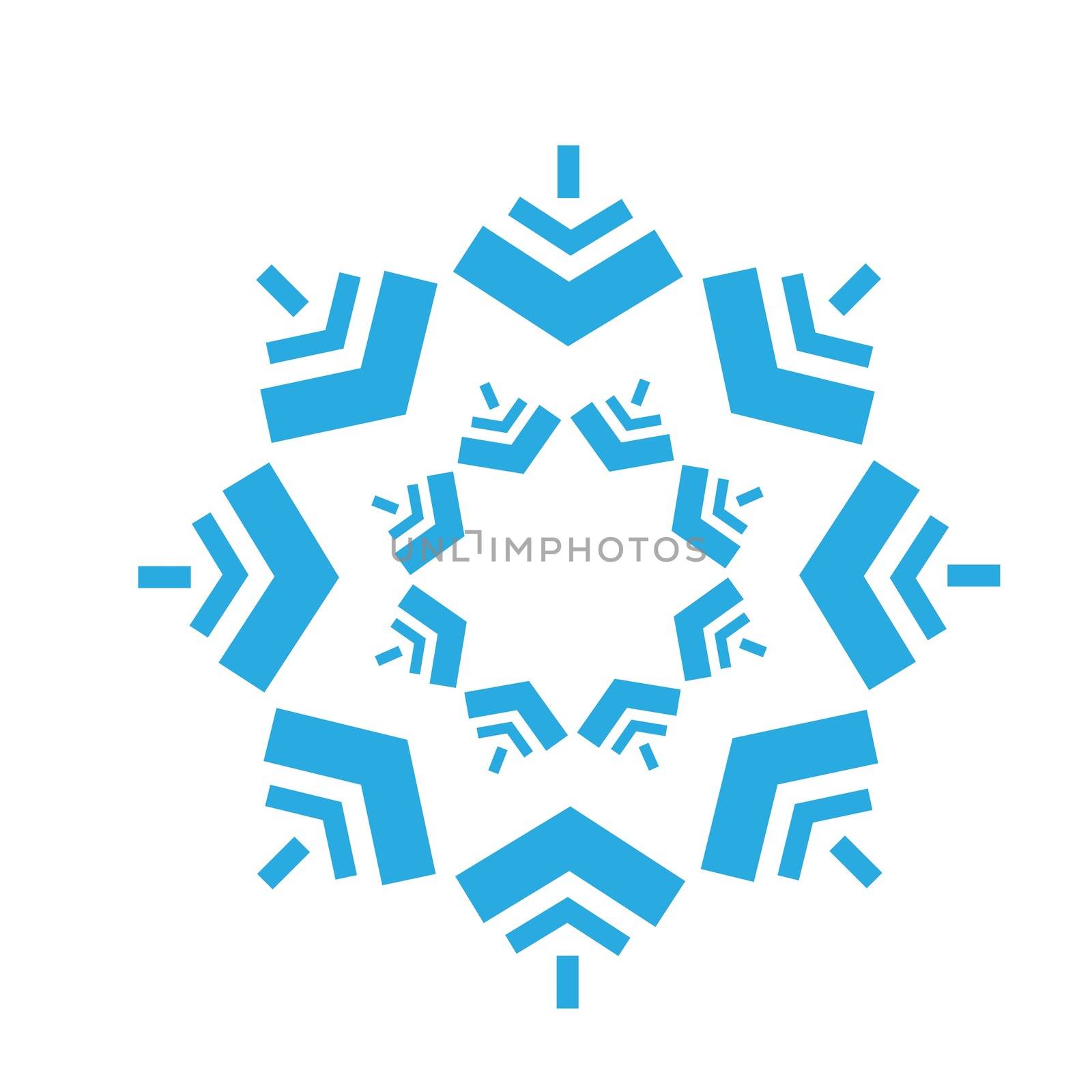 Delicate digital blue snowflake design on white background