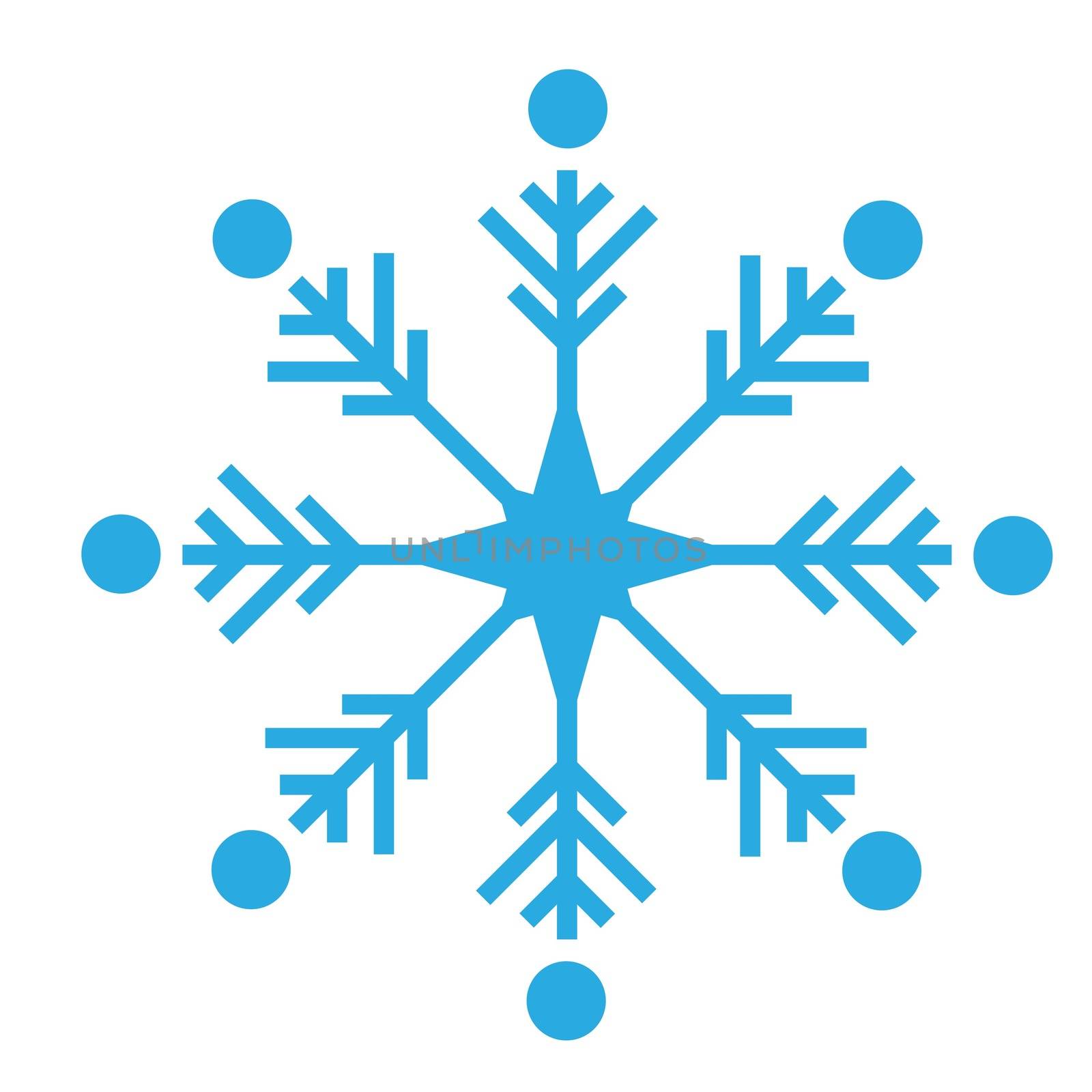 Delicate digital blue snowflake design on white background