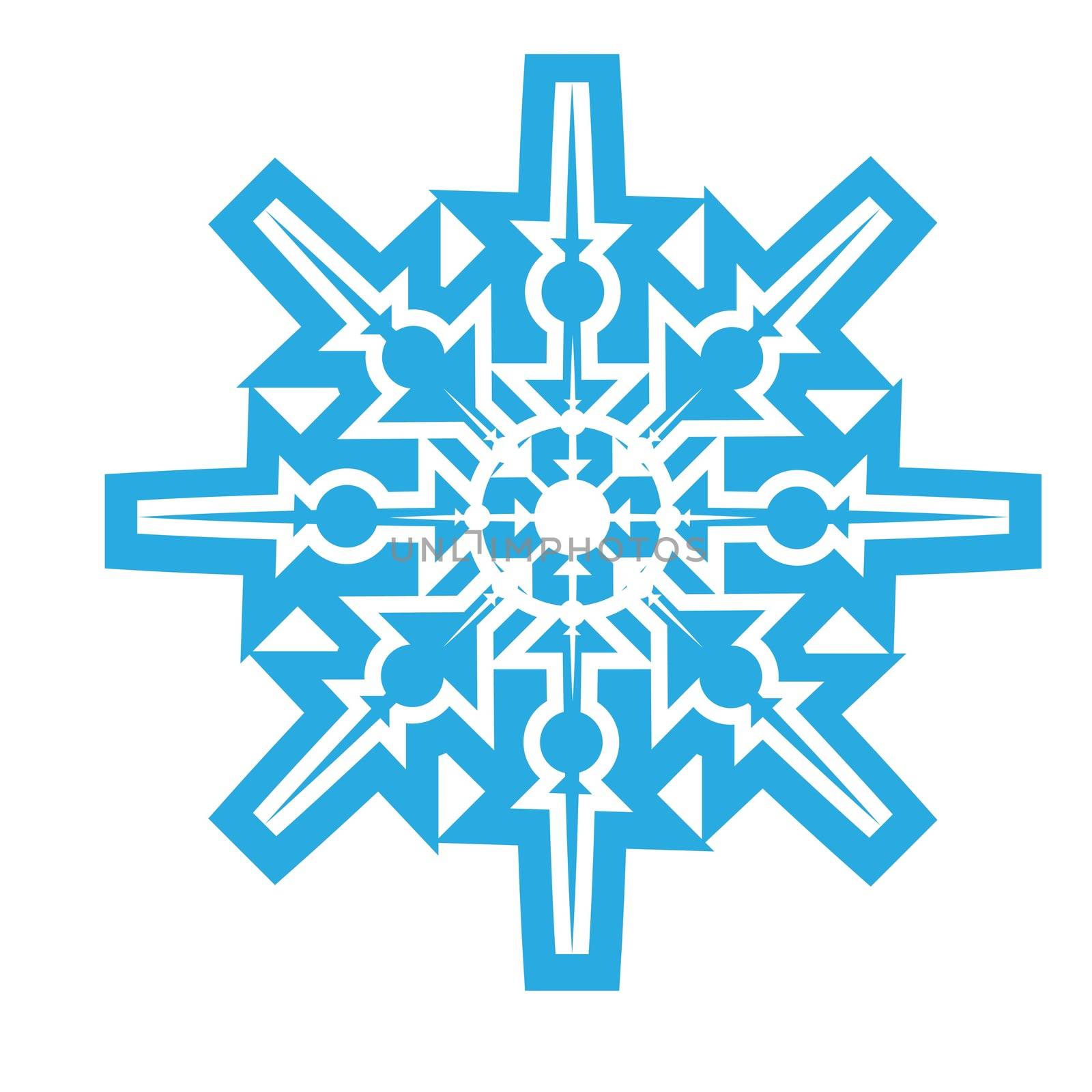 Delicate digital blue snowflake design on white background