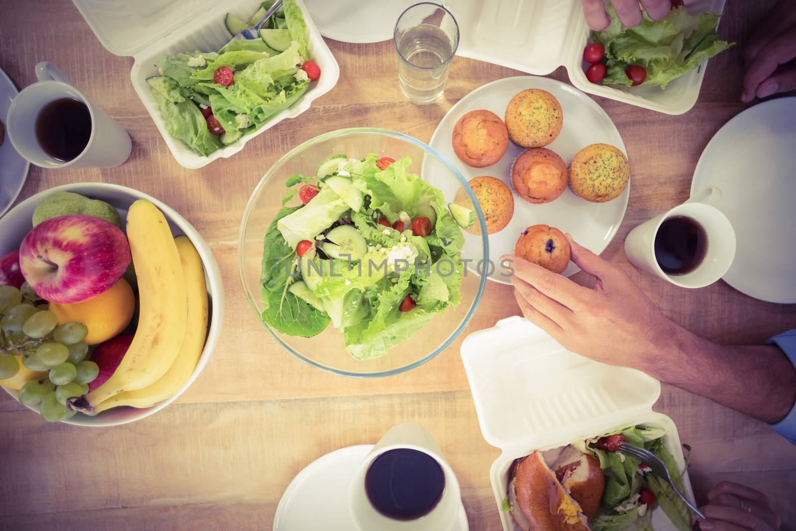 Business people having lunch together in the office